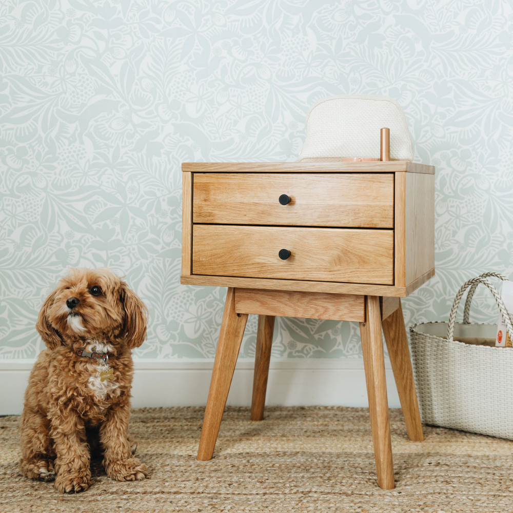 RADIUS OAK 2 DRAWER SIDE TABLE