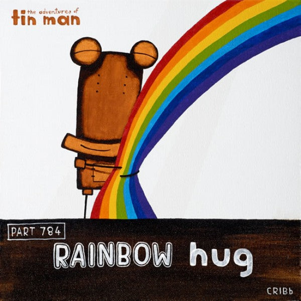 TIN MAN 'RAINBOW HUG' | BOX FRAME READY TO HANG | TONY CRIBB | NZ MADE