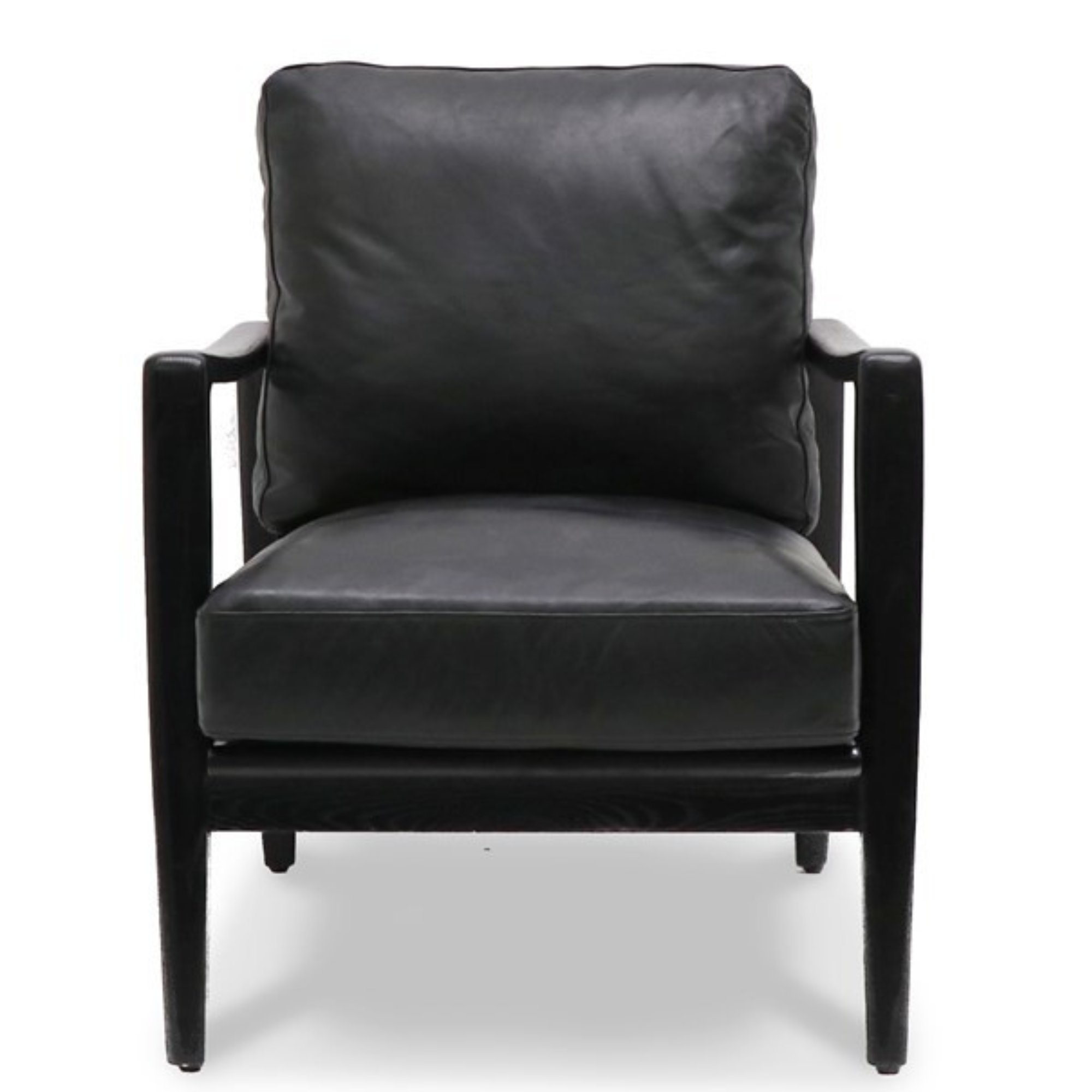 REID ASH & LEATHER ARMCHAIR | BLACK WITH BLACK FRAME