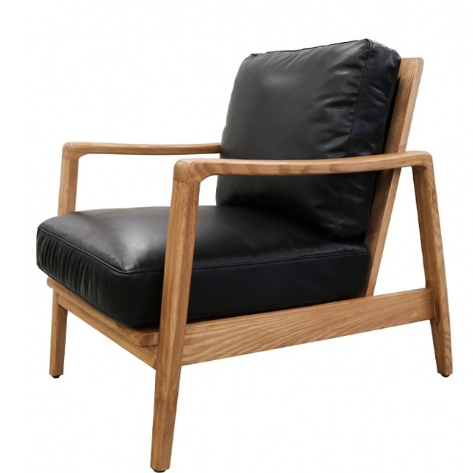 REID ASH & LEATHER ARMCHAIR | BLACK