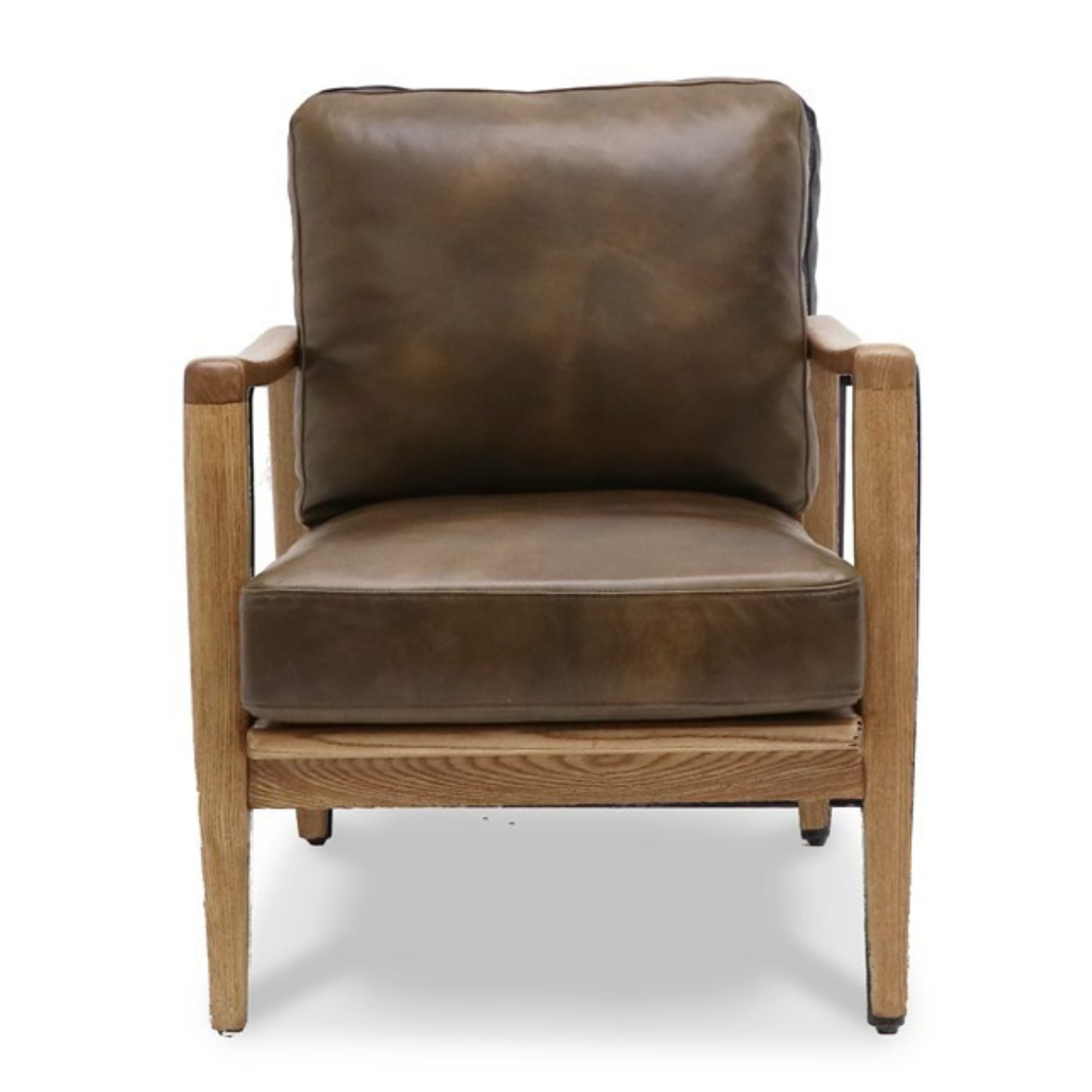 REID ASH & LEATHER ARMCHAIR | BROWN