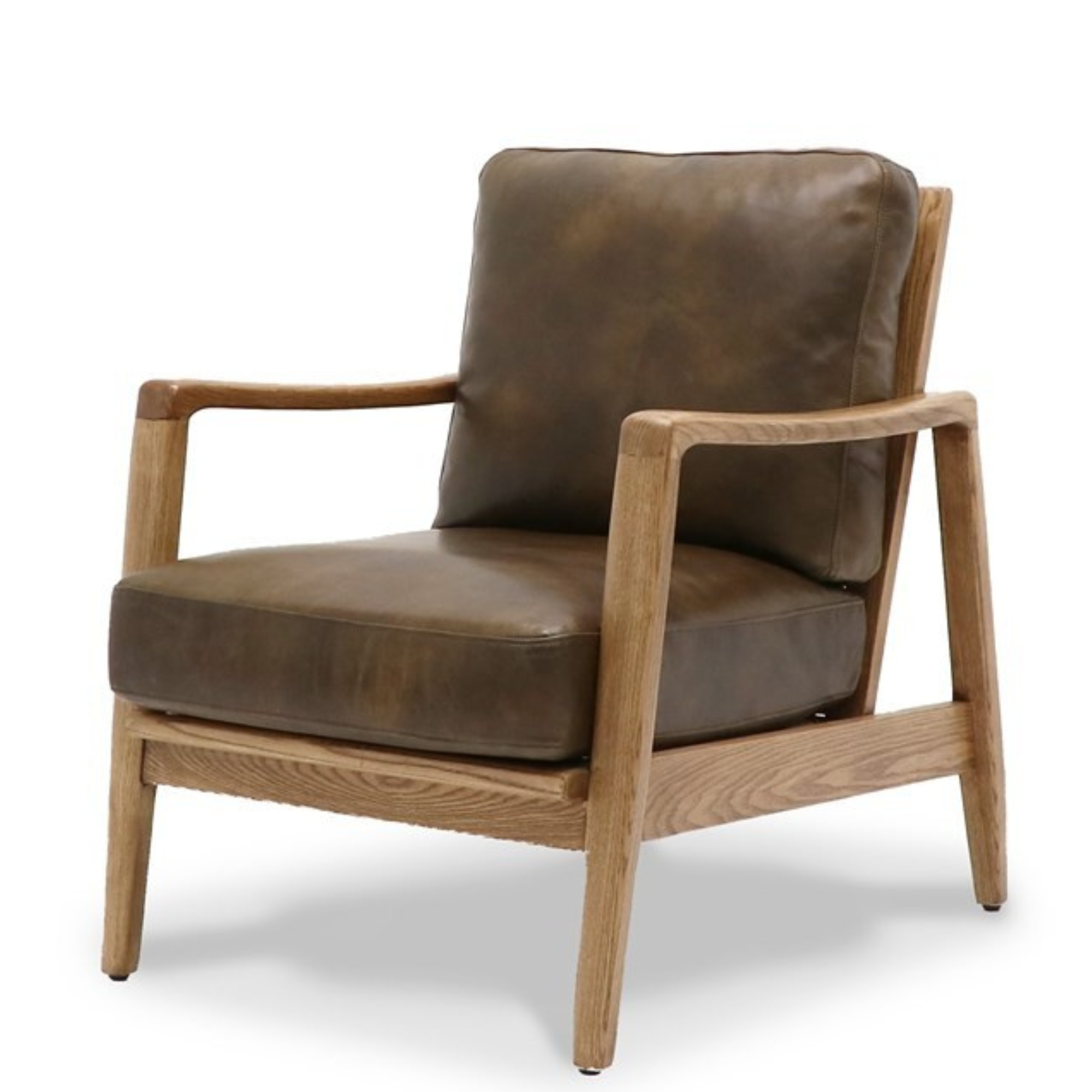 REID ASH & LEATHER ARMCHAIR | BROWN