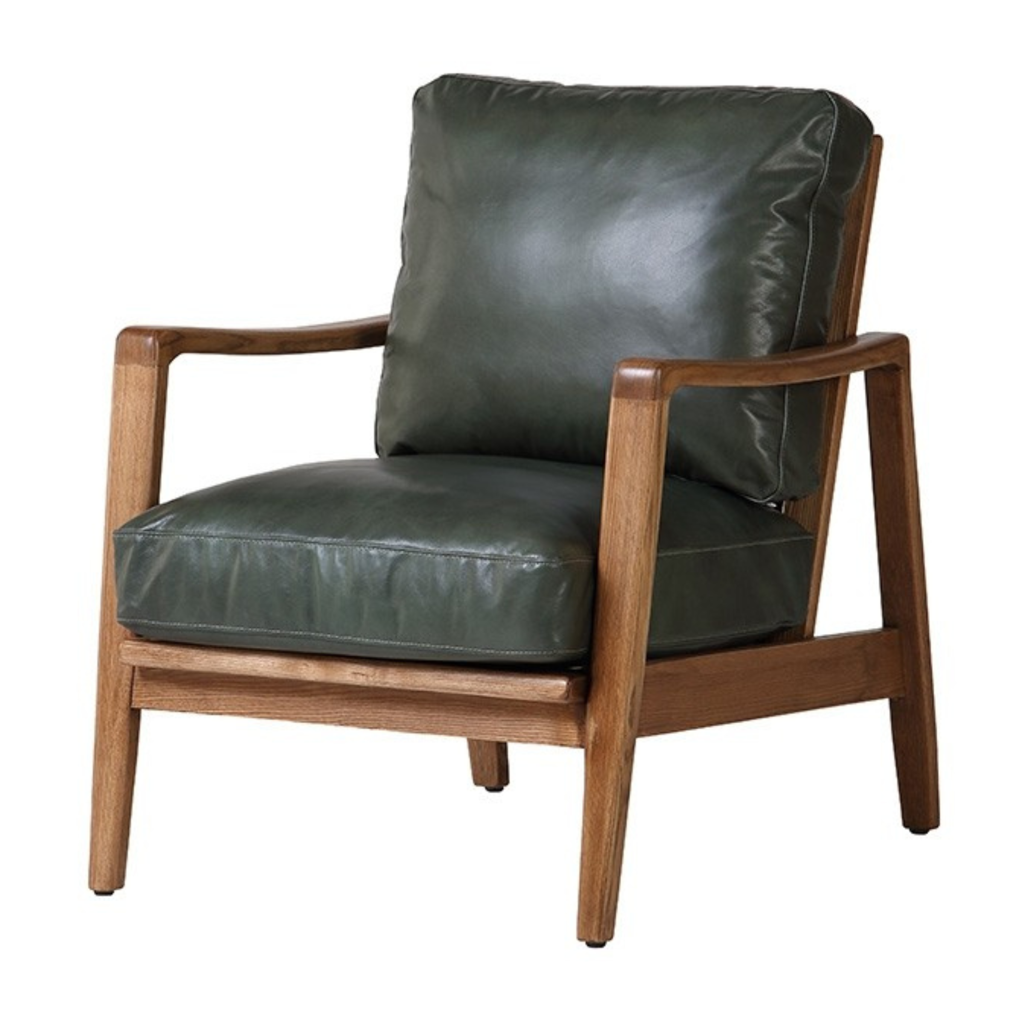 REID ASH & LEATHER ARMCHAIR | GREEN