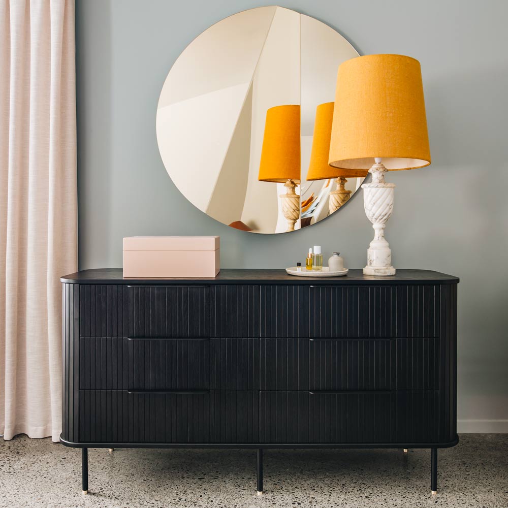 ANDERS 6 DRAWER LOWBOY - BLACK OAK