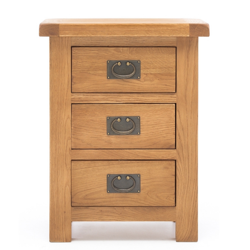 SALISBURY OAK 3 DRAWER BEDSIDE CABINET