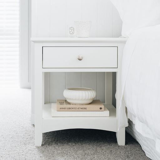 JESSICA WHITE 1 DRAWER BEDSIDE TABLE