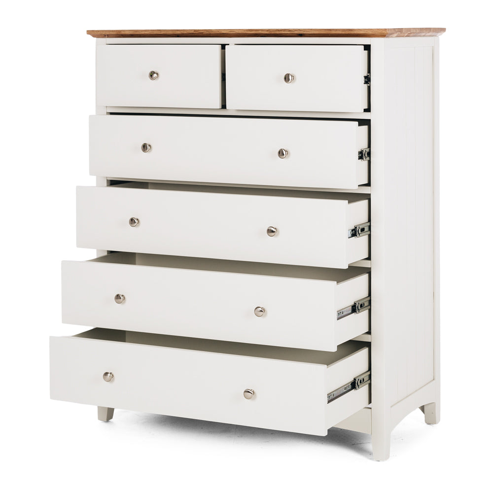 HELENA 6 DRAWER CHEST | SOLID OAK TOP