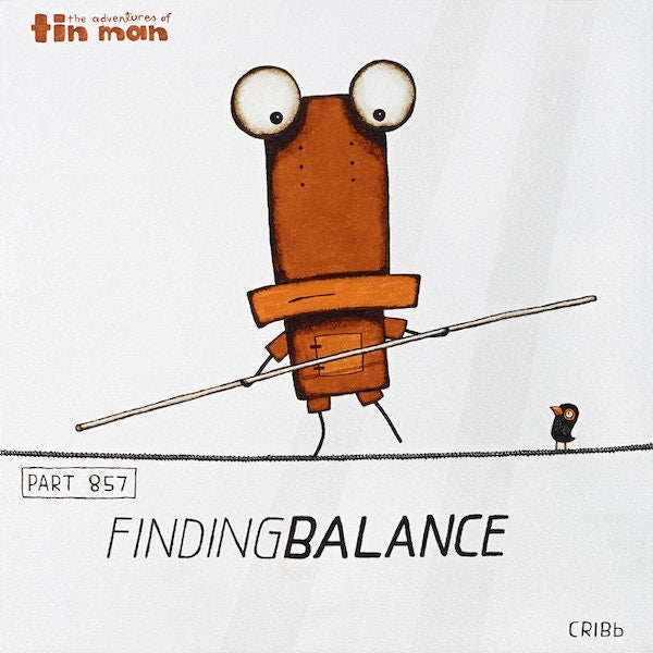 TIN MAN 'FINDING BALANCE' | BOX FRAMED READY TO HANG | TONY CRIBB | NZ MADE