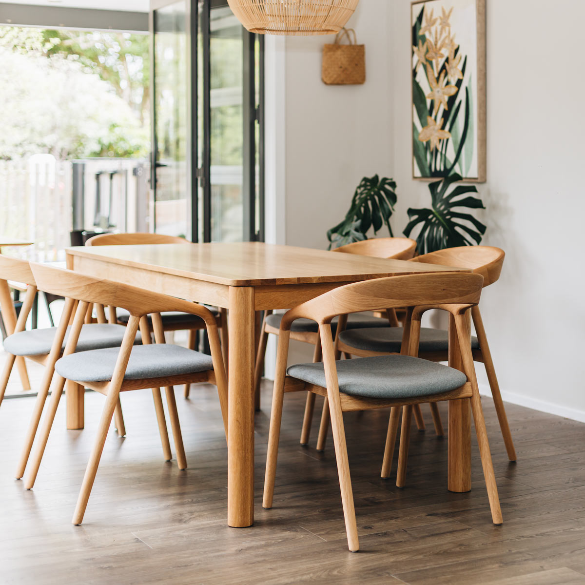 NORA NATURAL OAK DINING CHAIR | FABRIC SEAT