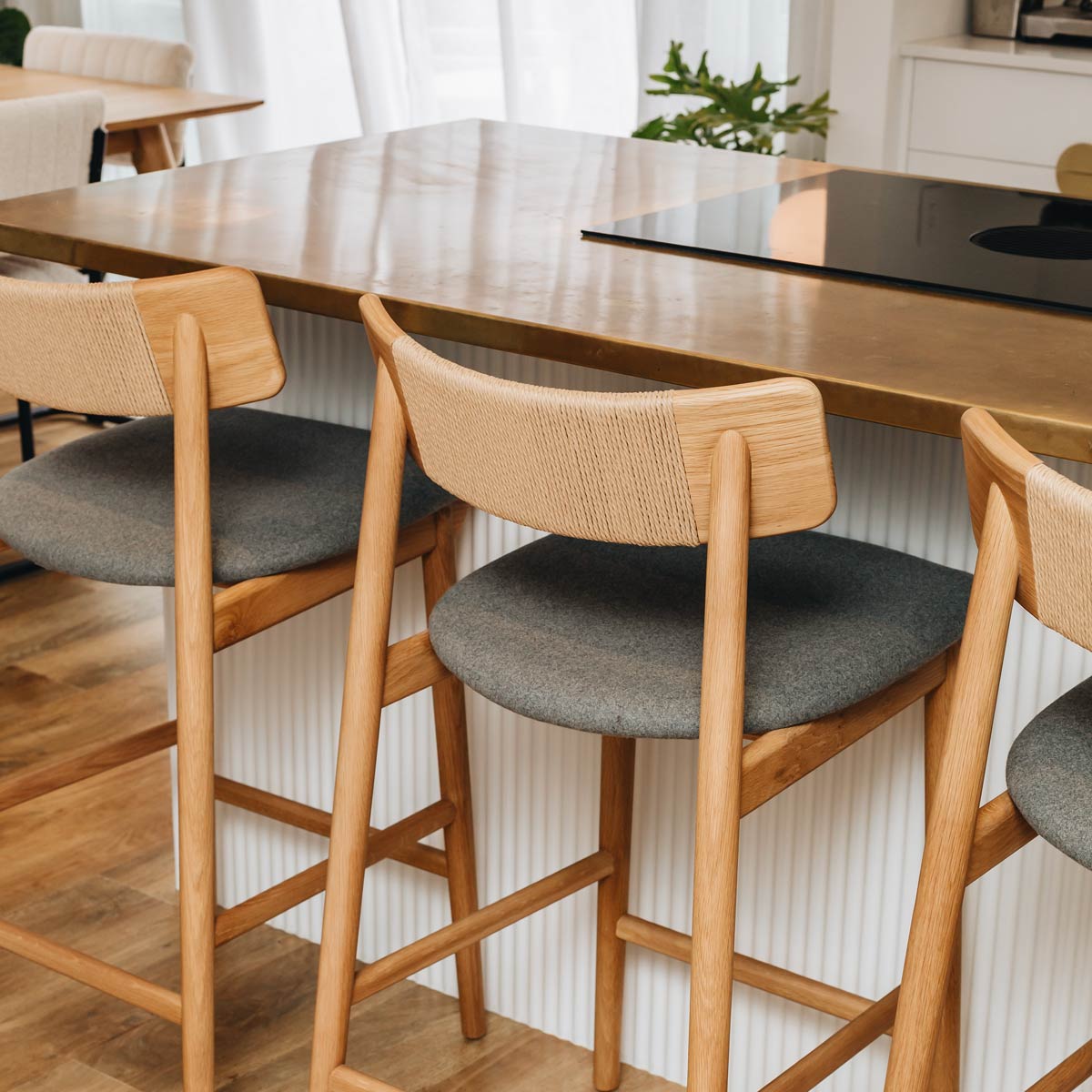 FRASIER BAR CHAIR | NATURAL OAK, FABRIC SEAT