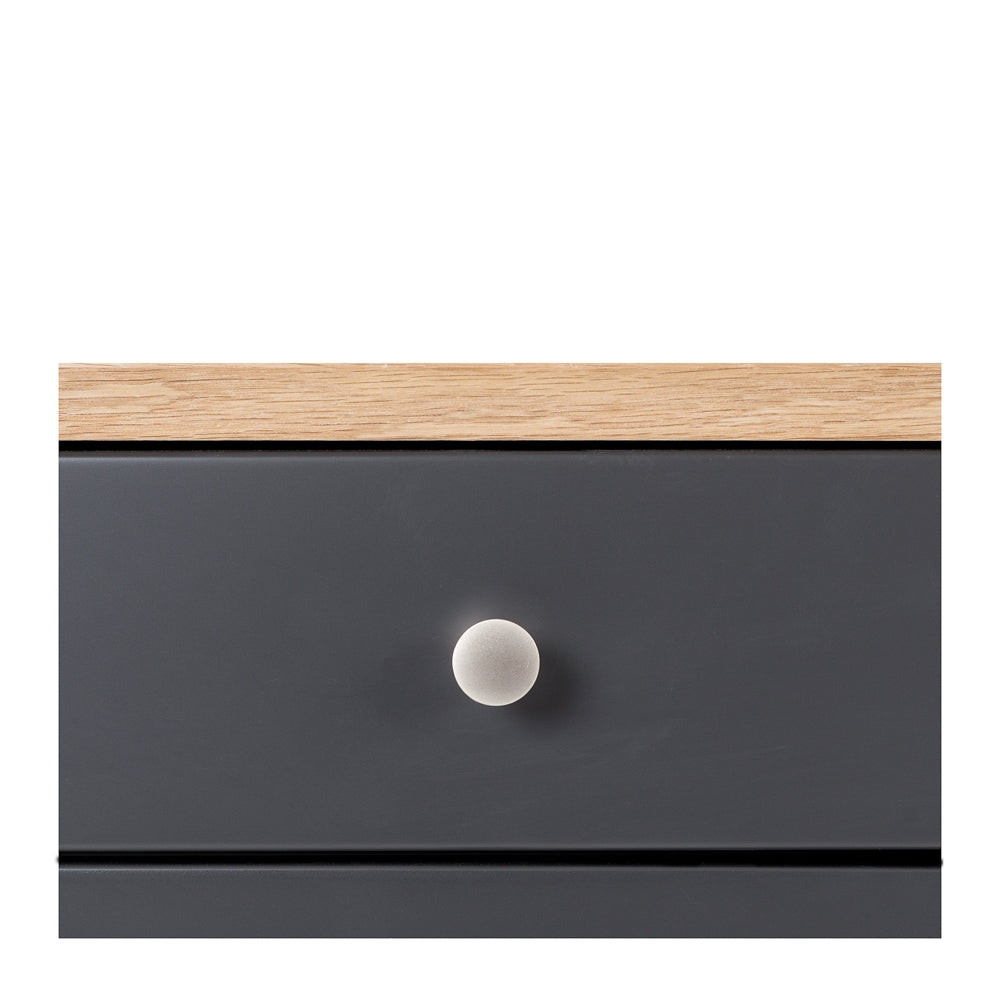 COMPASS 2 DRAWER SIDE TABLE | GRAPHITE