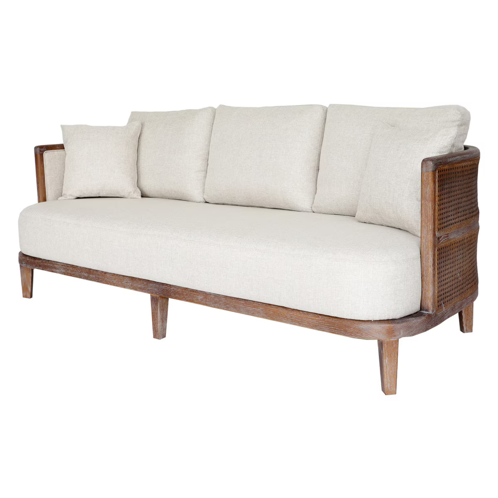 BALI SOFA | LINEN WITH OAK AND RATTAN BLEND