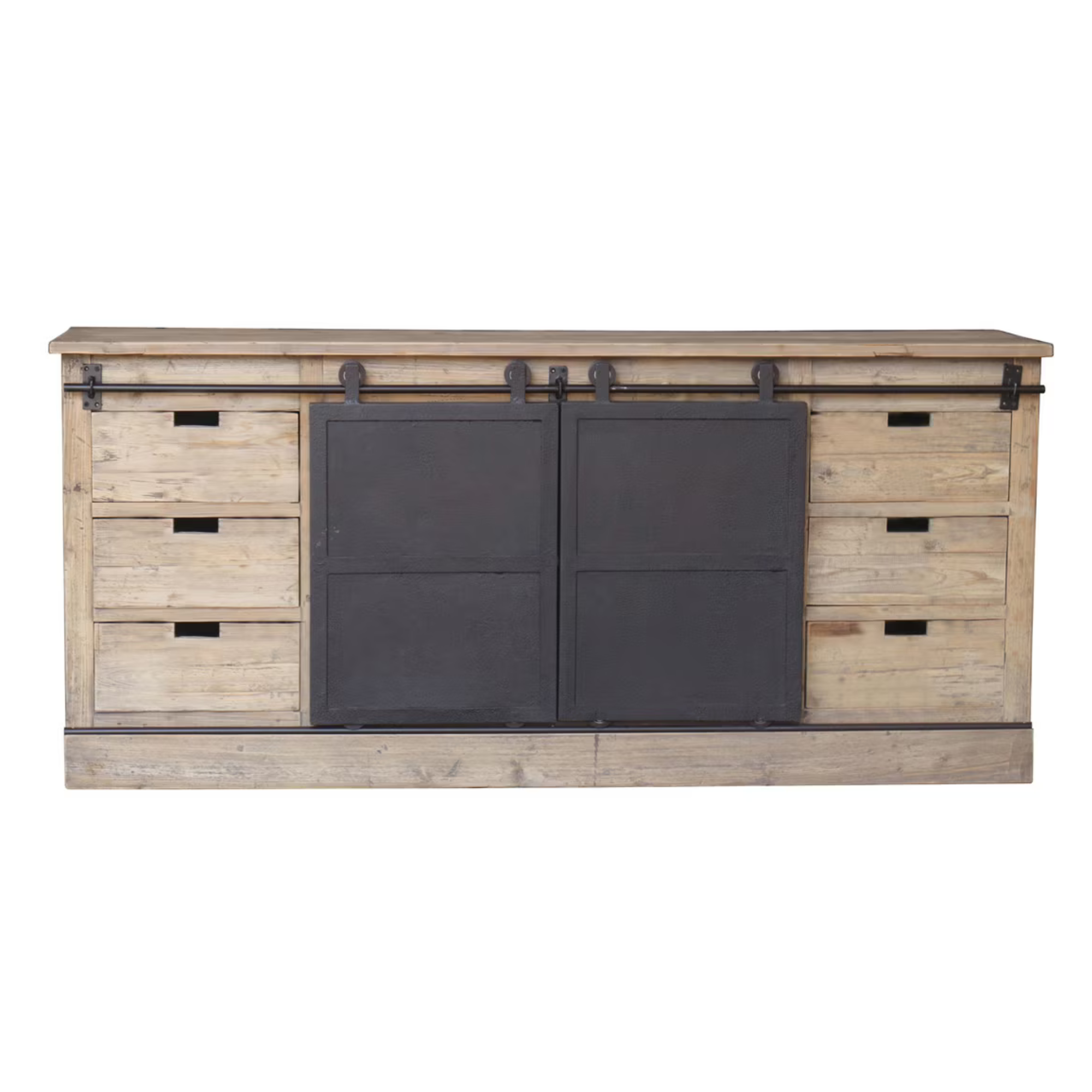 BARN SIDEBOARD WITH METAL SLIDING DOORS