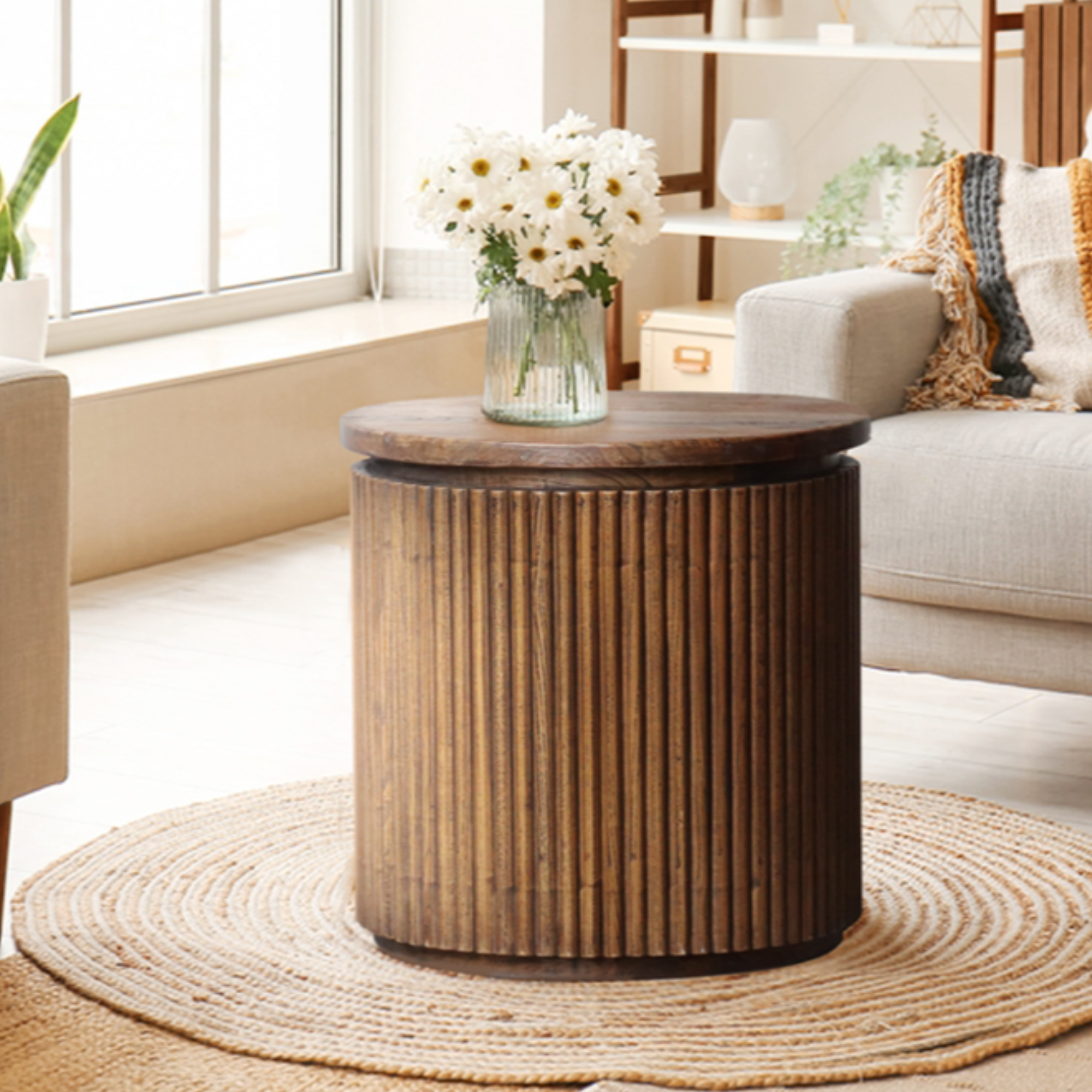 BERNARD OLD ELM ROUND SIDE TABLE