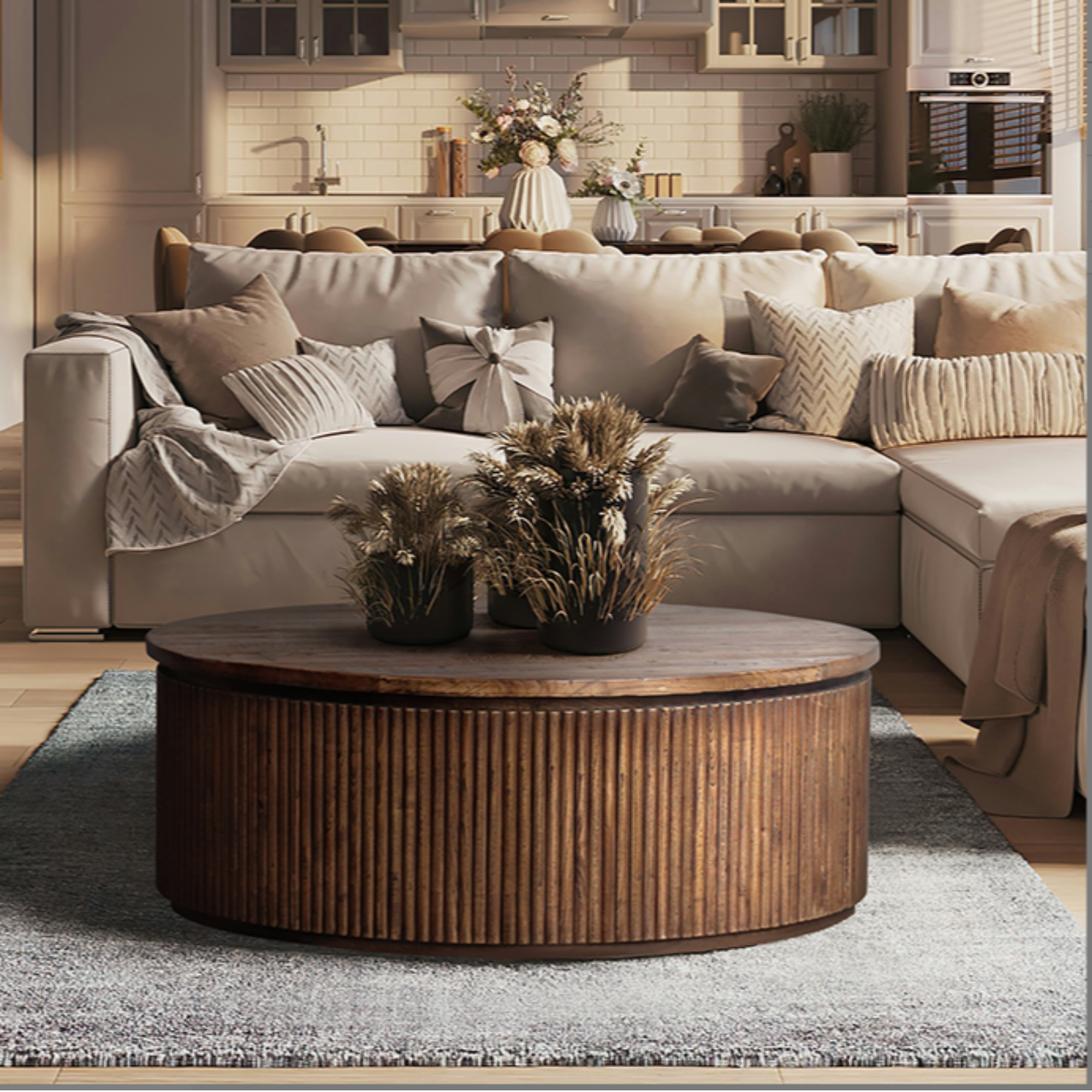 BERNARD OLD ELM ROUND COFFEE TABLE