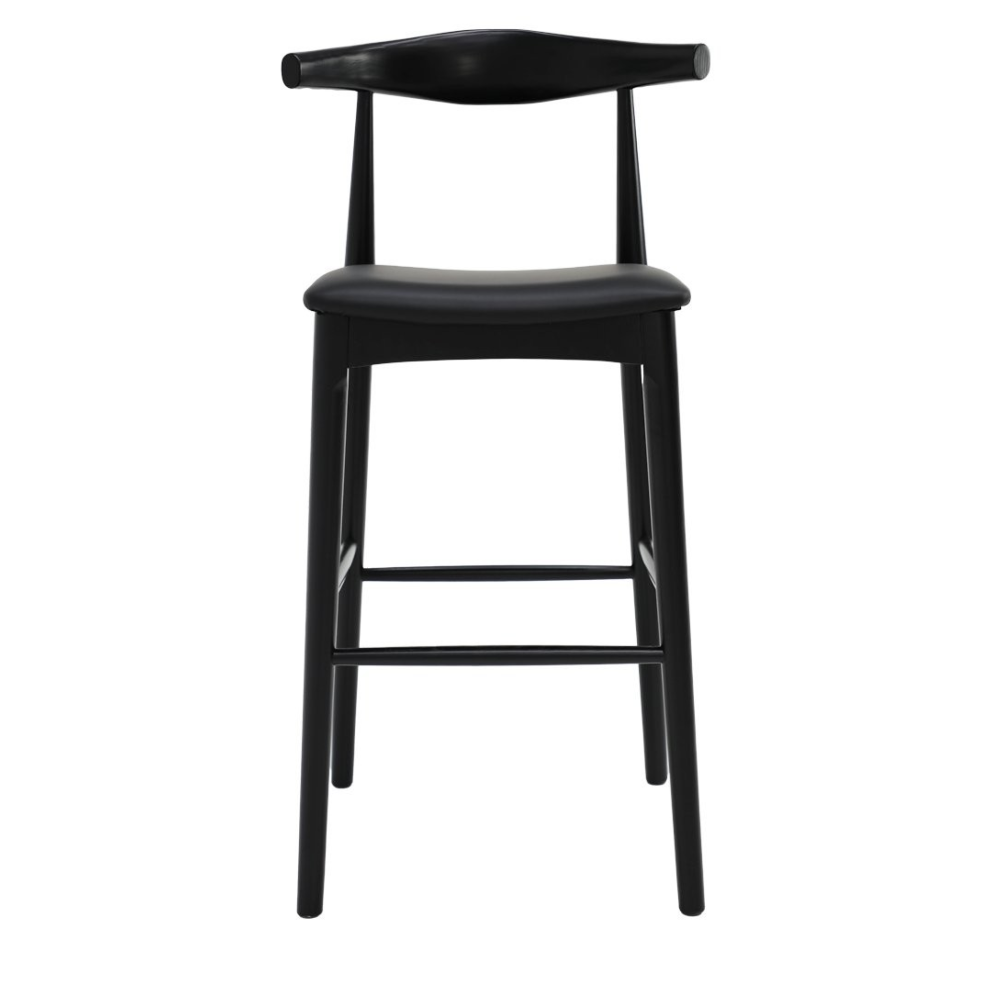 Bowen 65cm Bar Stool | Black Frame Black Leather Seat