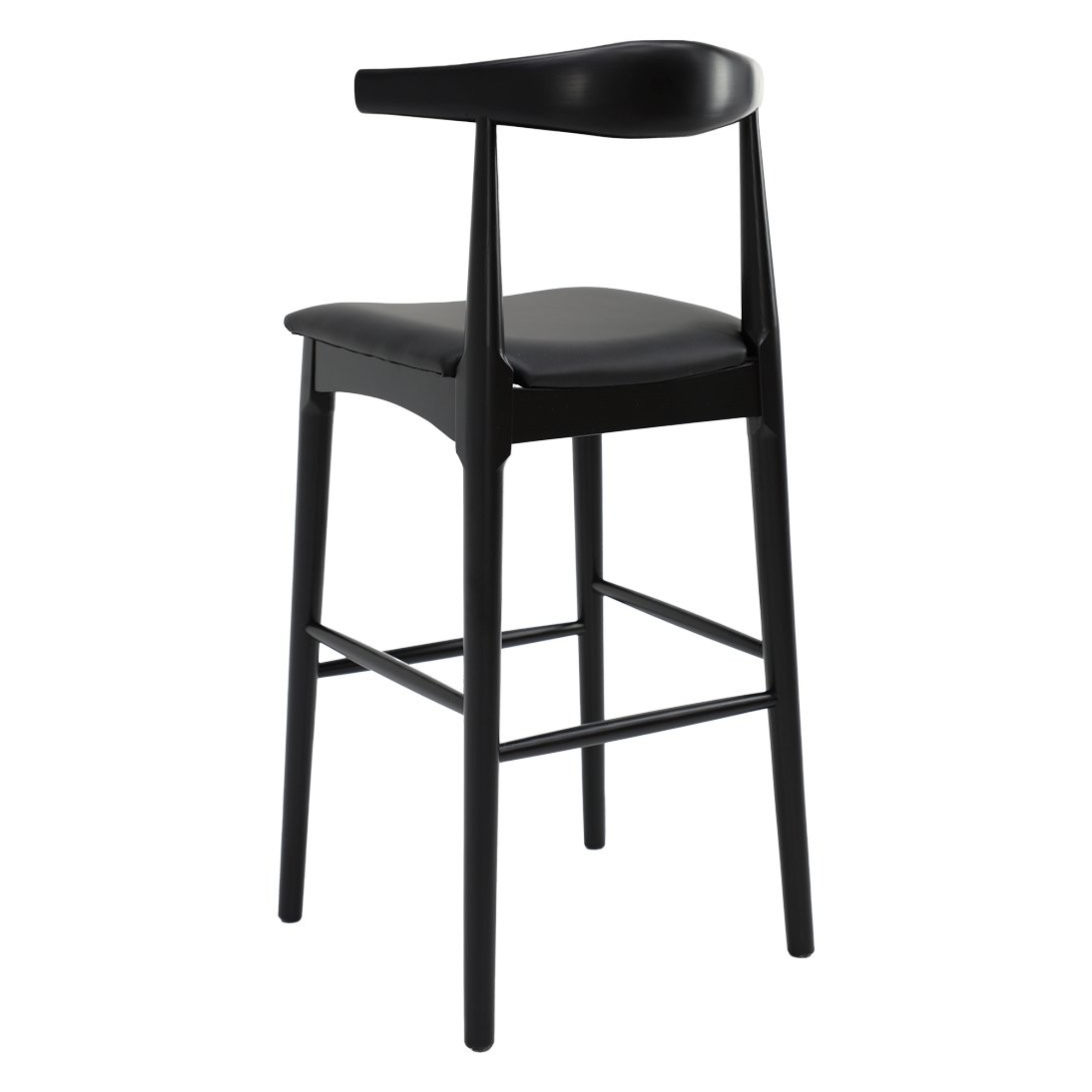 Bowen 65cm Bar Stool | Black Frame Black Leather Seat