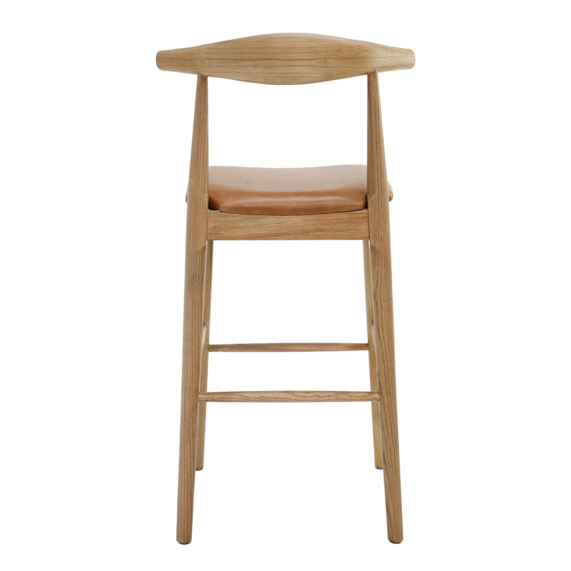 Bowen 65cm Bar Stool | Natural Frame Tan Leather Seat