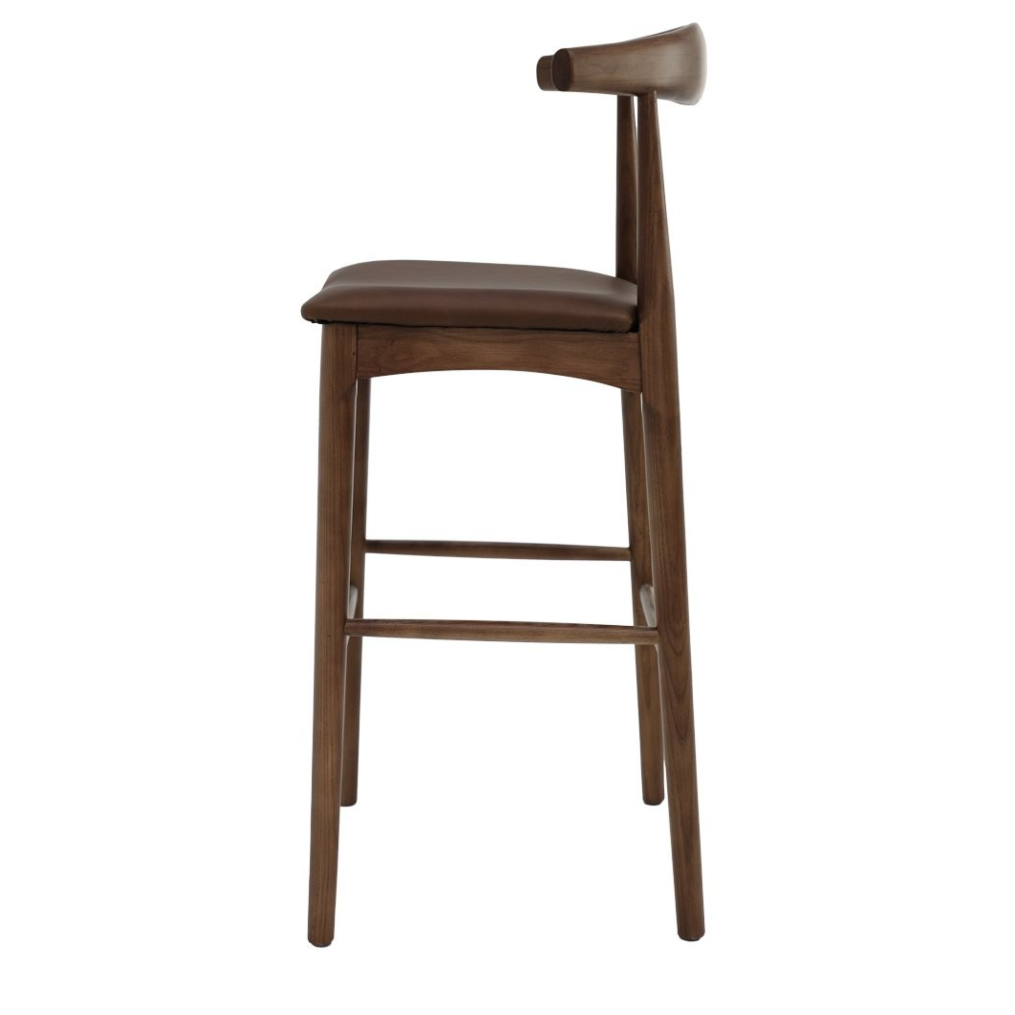 Bowen 75cm Bar Stool | Brown Frame Brown Leather Seat