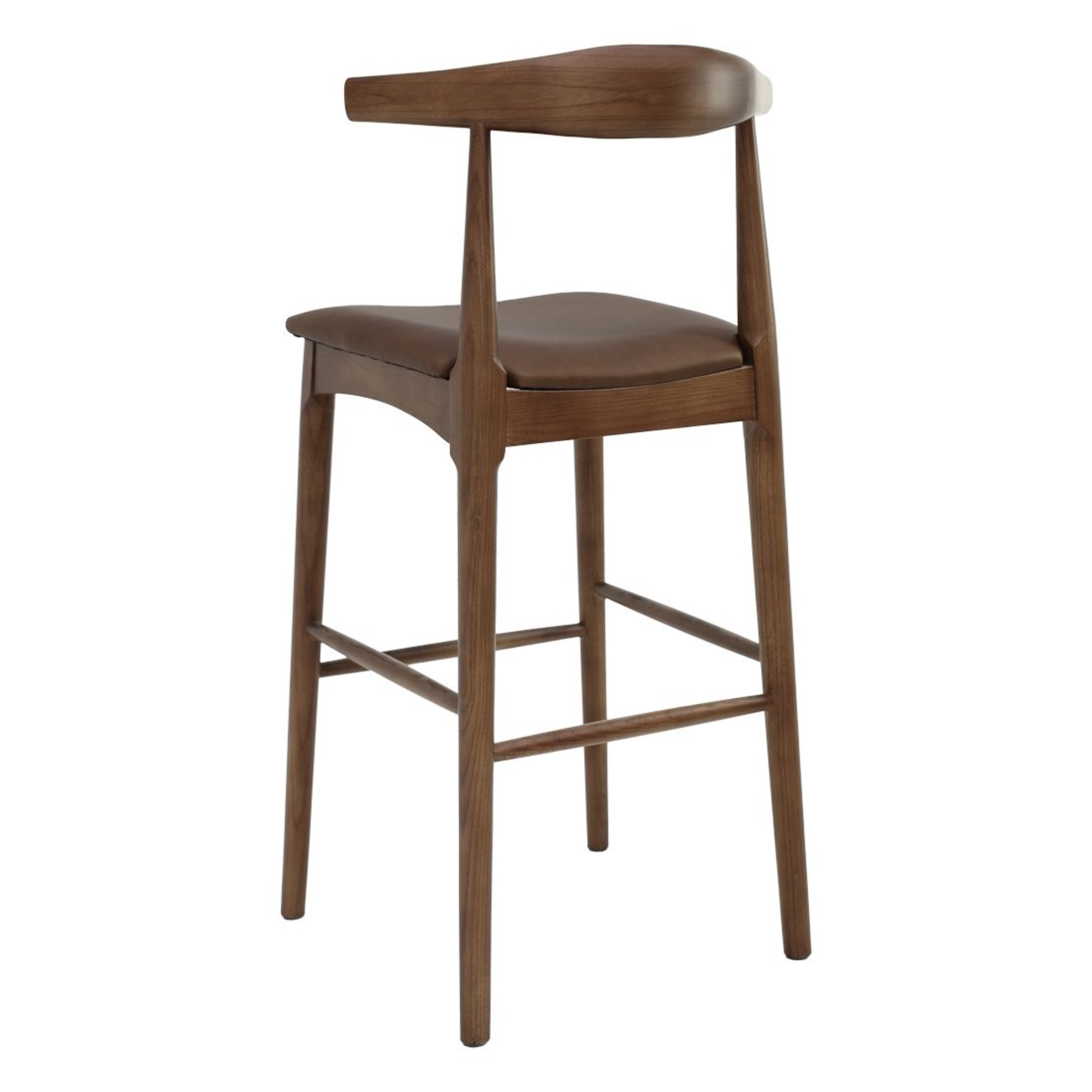 Bowen 75cm Bar Stool | Brown Frame Brown Leather Seat