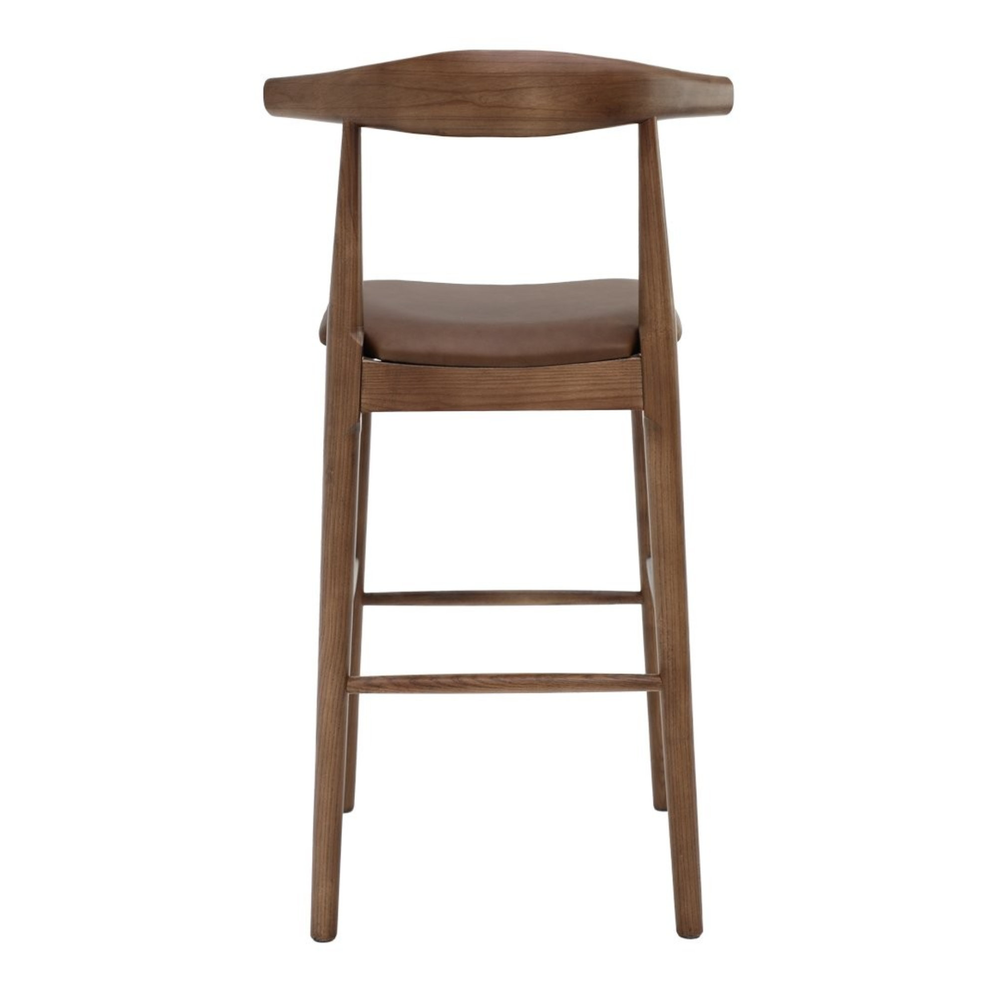 Bowen 75cm Bar Stool | Brown Frame Brown Leather Seat