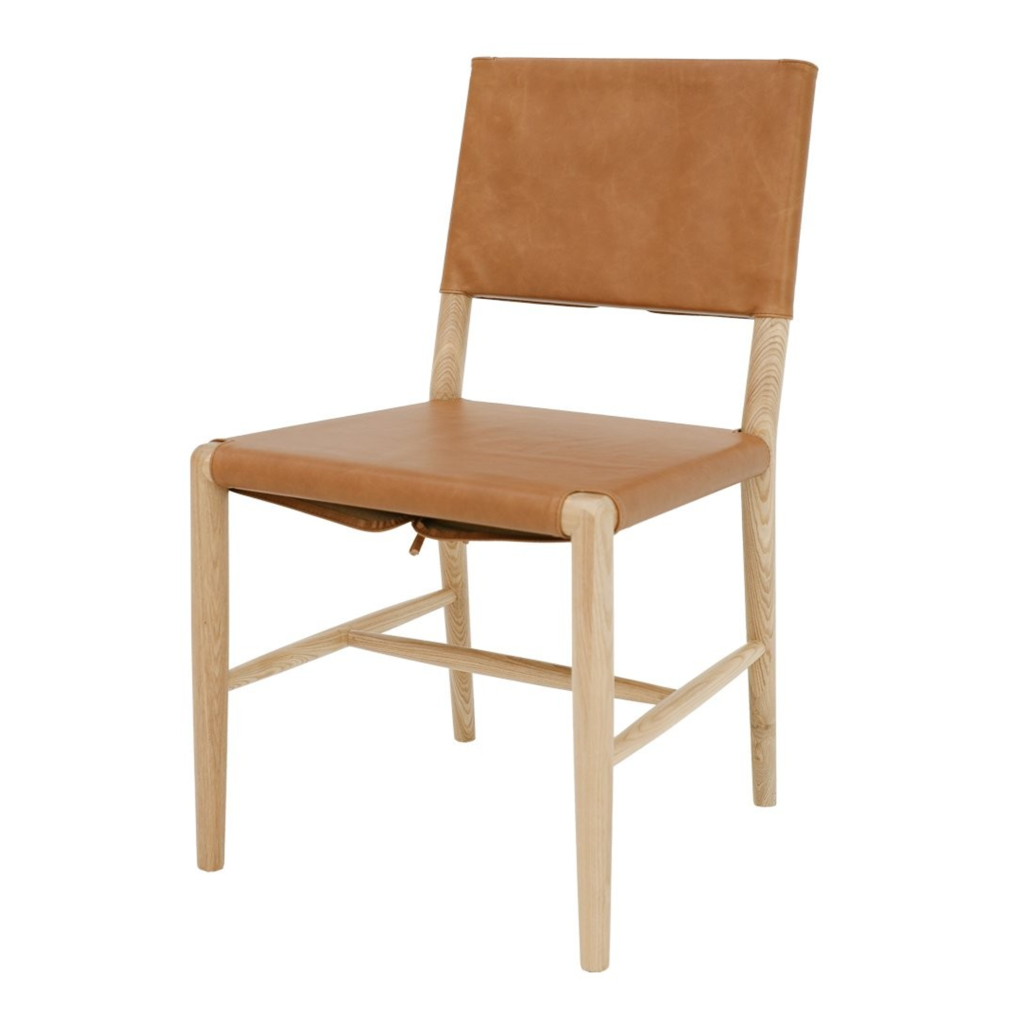 BRODIE LEATHER DINING CHAIR WITH TIES | TAN