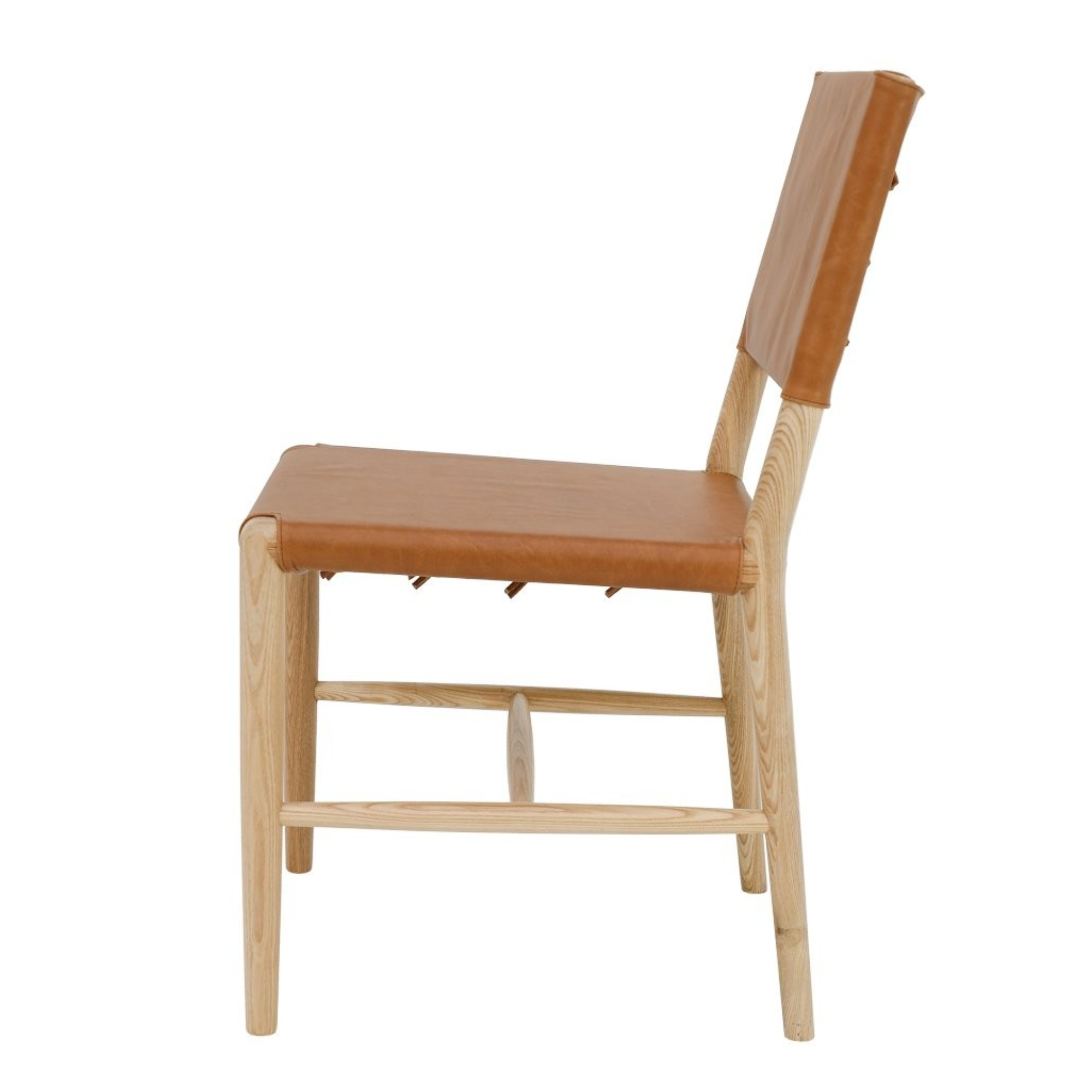 BRODIE LEATHER DINING CHAIR WITH TIES | TAN