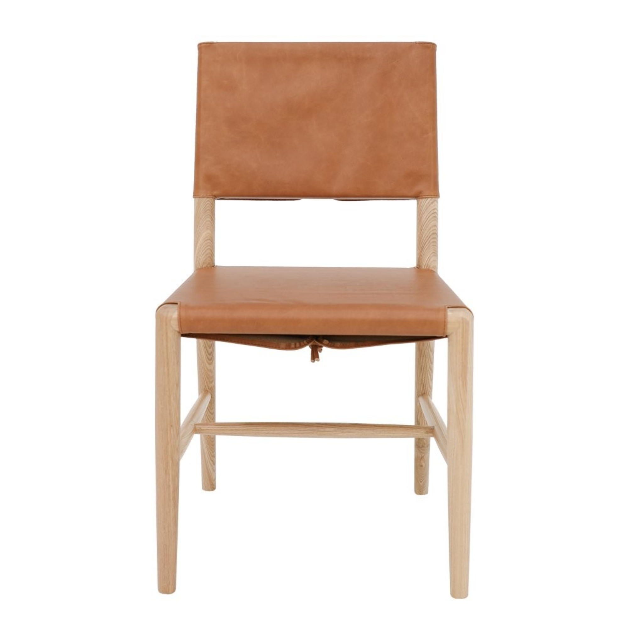 BRODIE LEATHER DINING CHAIR WITH TIES | TAN