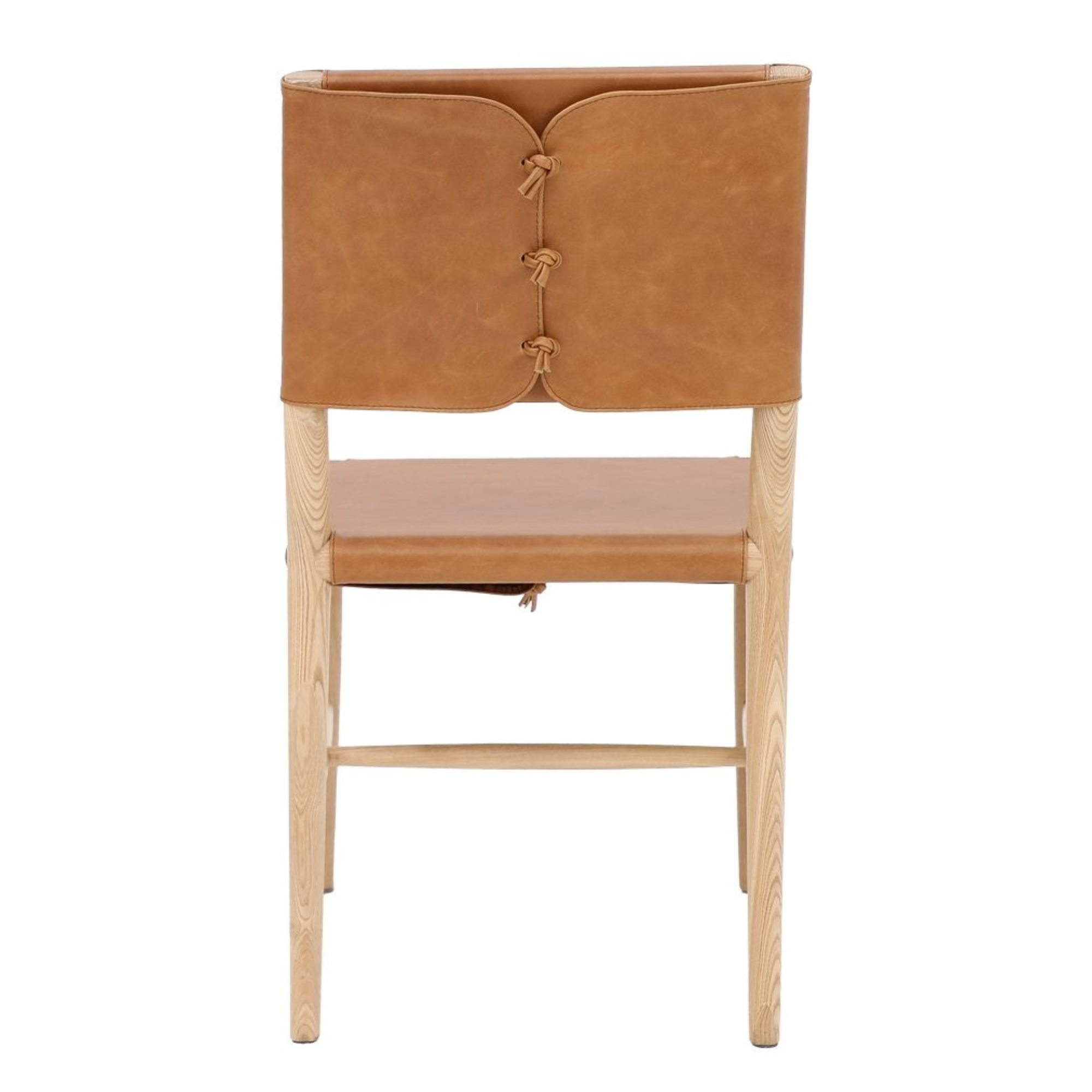 BRODIE LEATHER DINING CHAIR WITH TIES | TAN