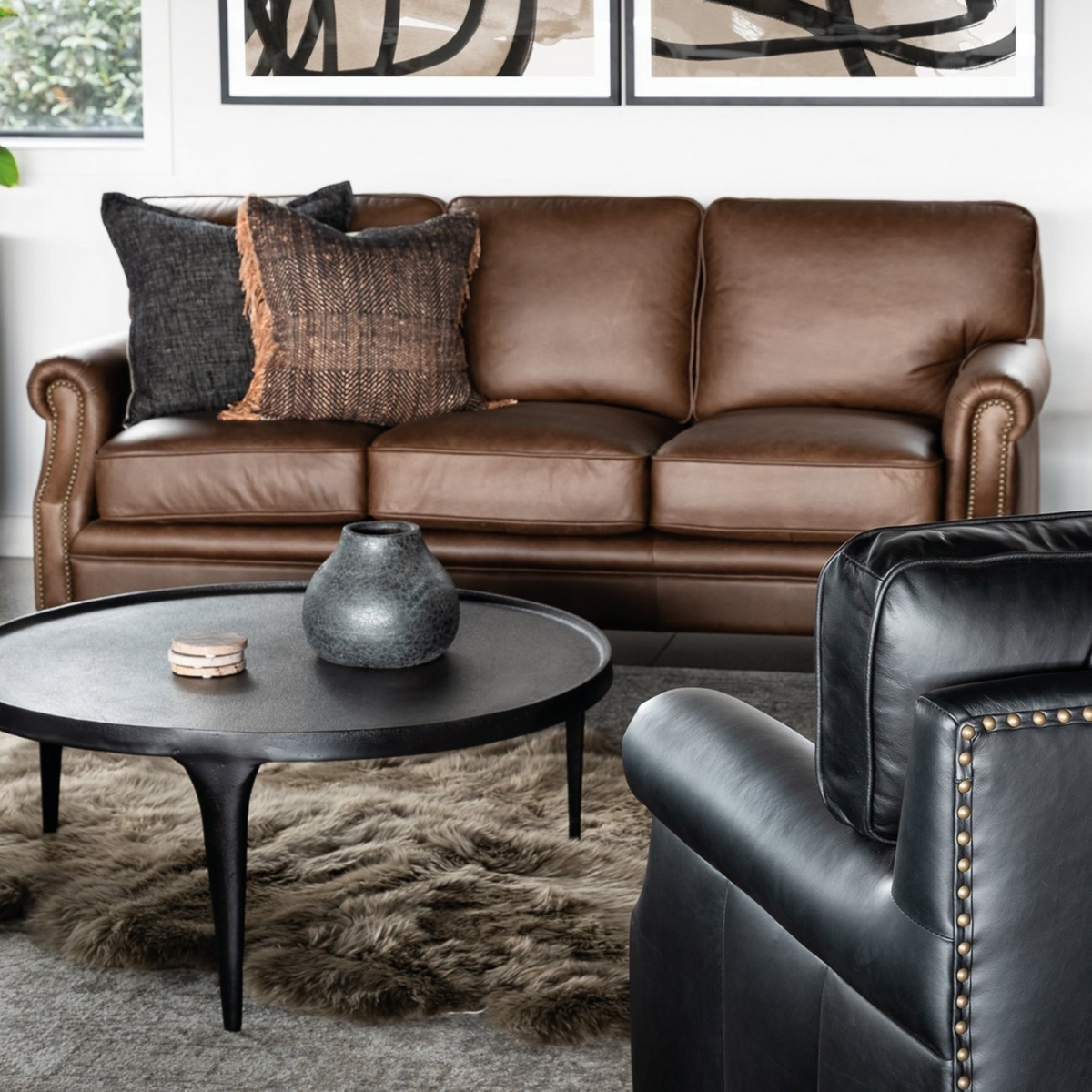 Brunton 3 Seater Sofa | Nutmeg Leather