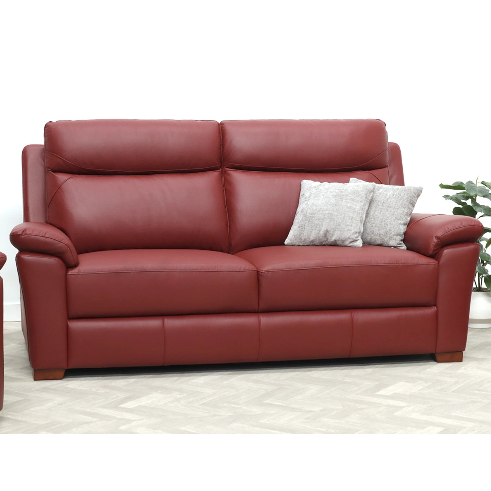 CHARM LEATHER 3 SEATER SOFA | RED