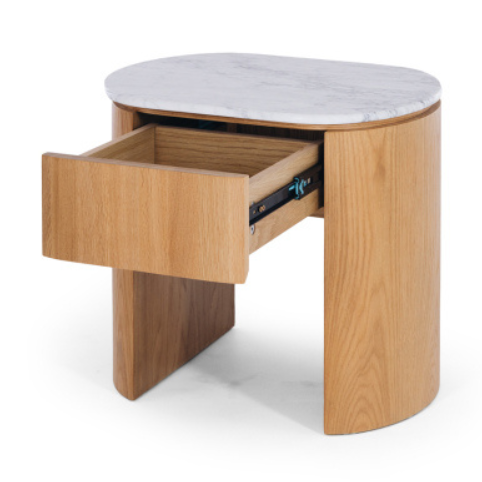 CLOVER OAK BEDSIDE CABINET | MARBLE TOP