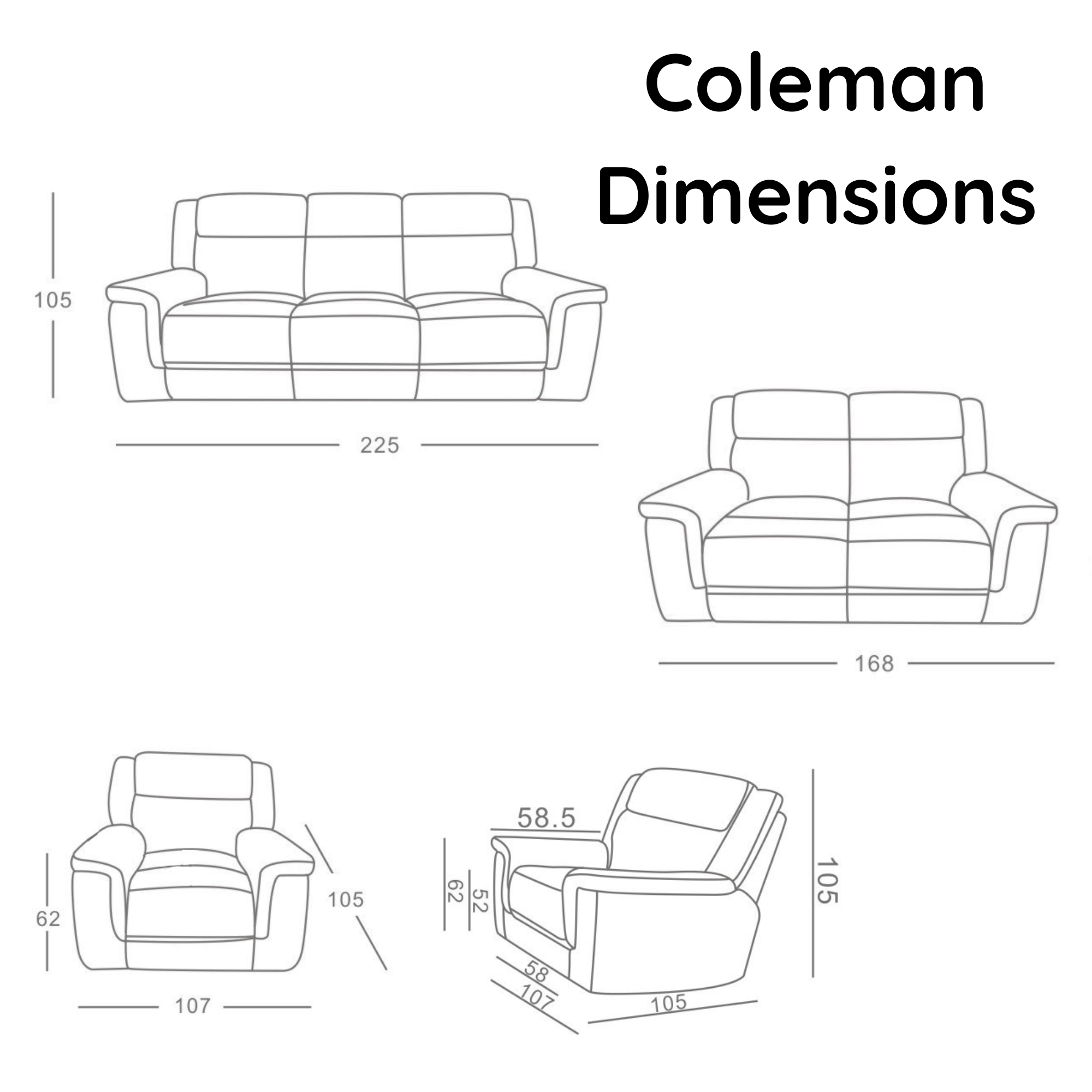 Coleman Electric 2 Seater Sofa | Charcoal