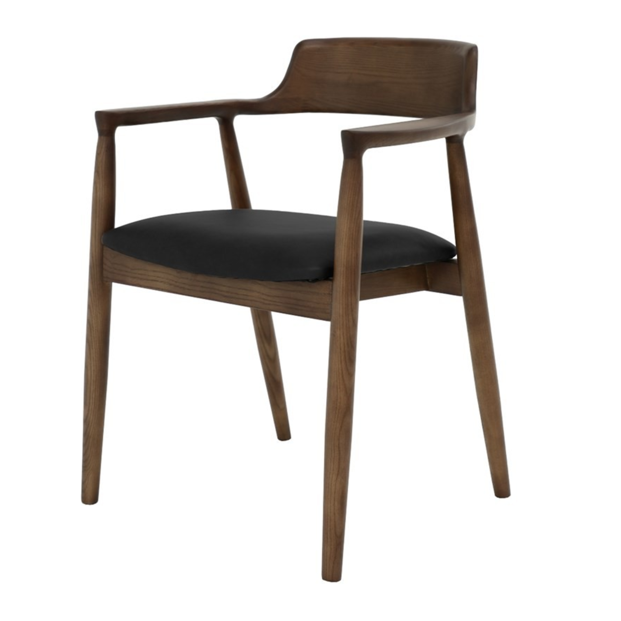 Ealing Dining Chair | Brown Frame - Black Leather