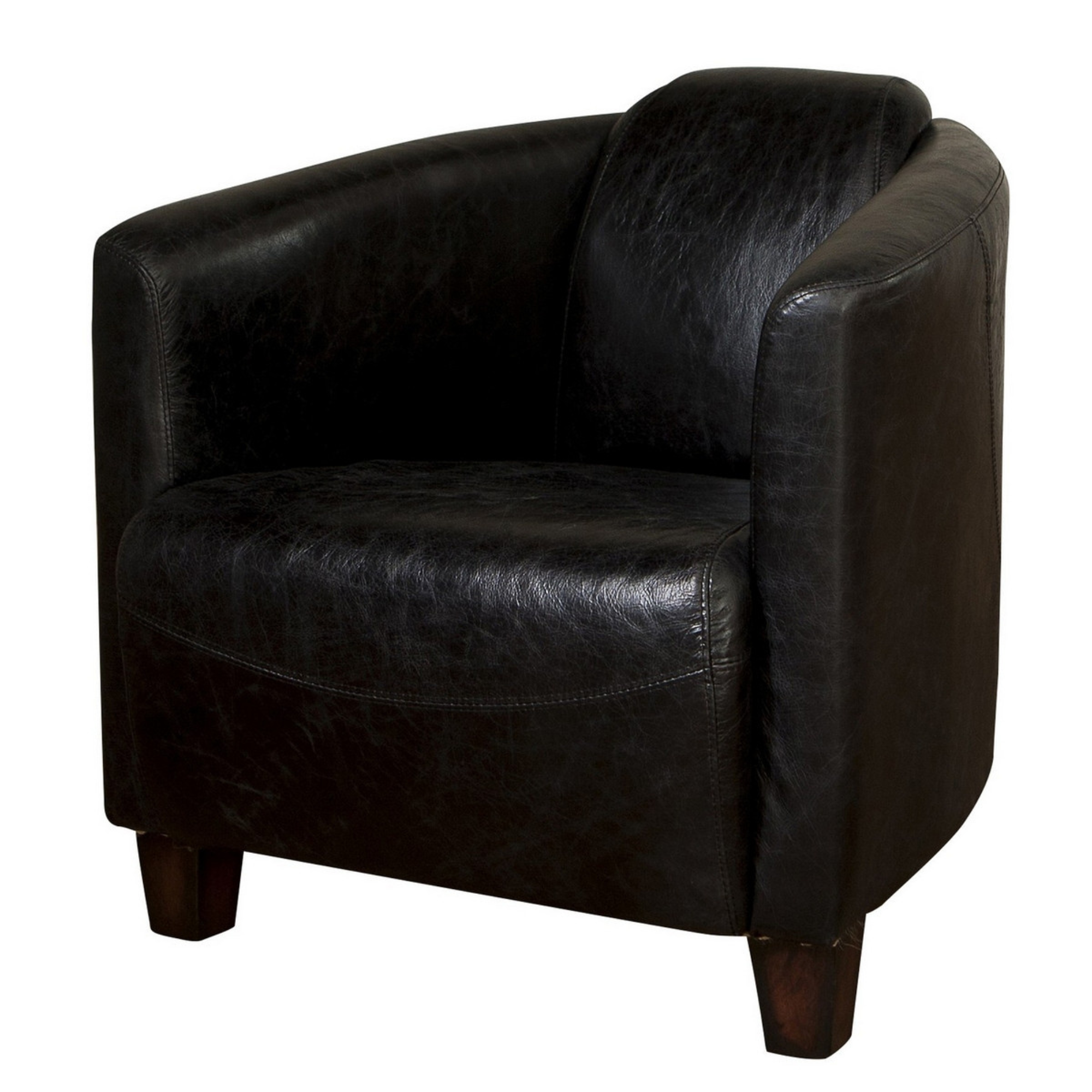VANGUARD LEATHER TUB CHAIR | BLACK