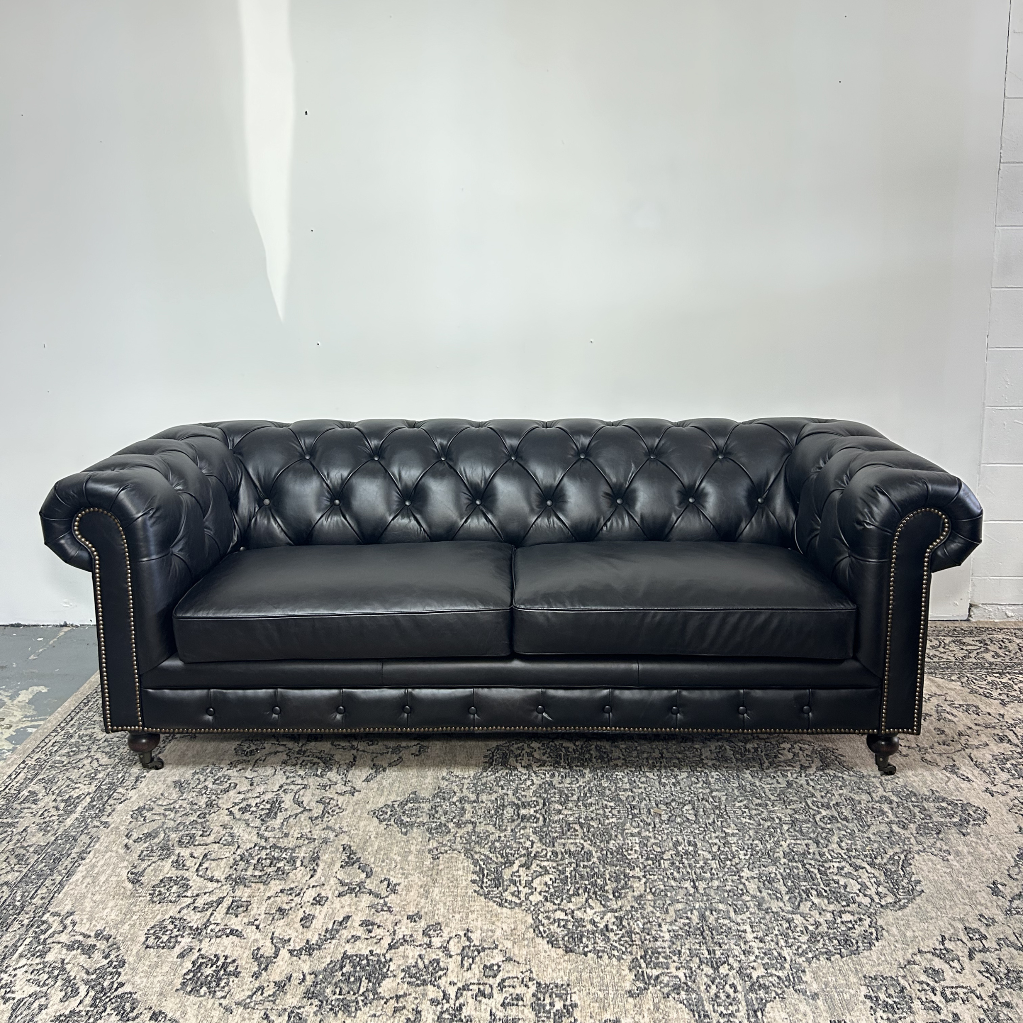 Hampton 3 Seater Sofa | Black Leather