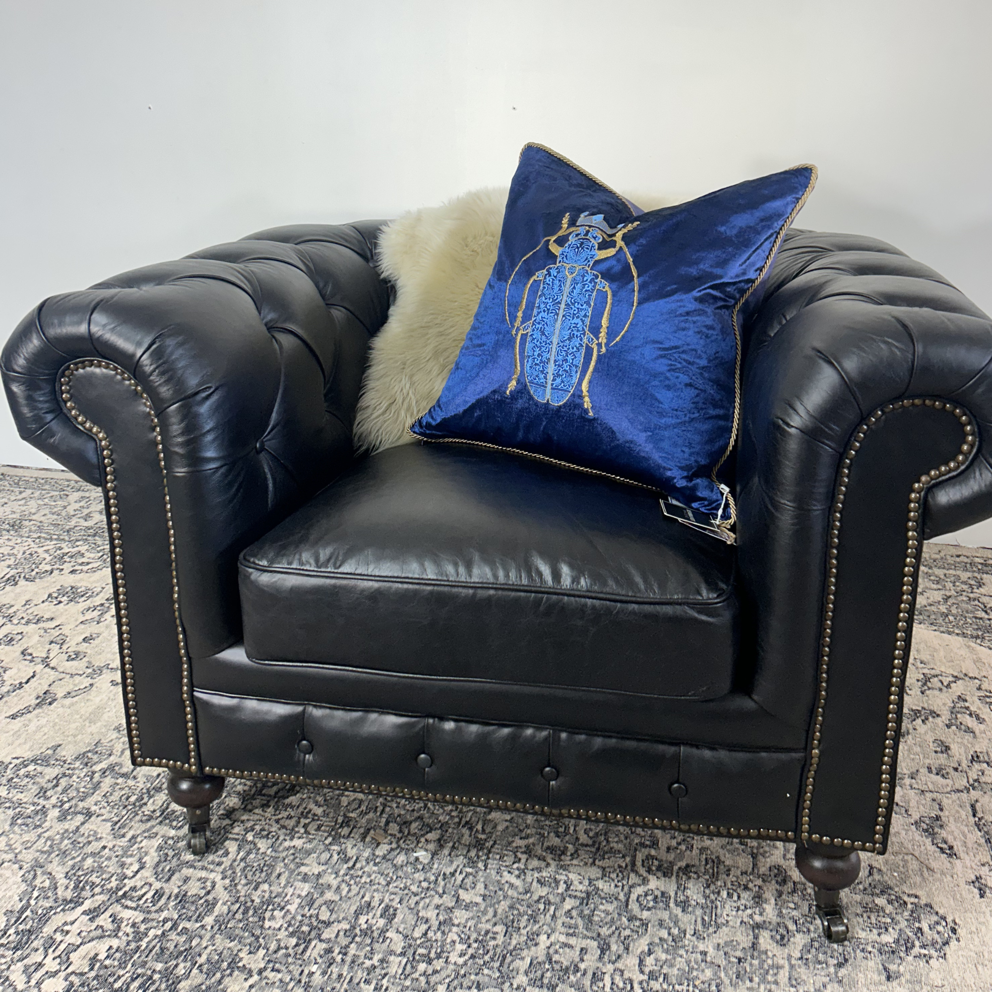 Hampton Armchair | Black Leather