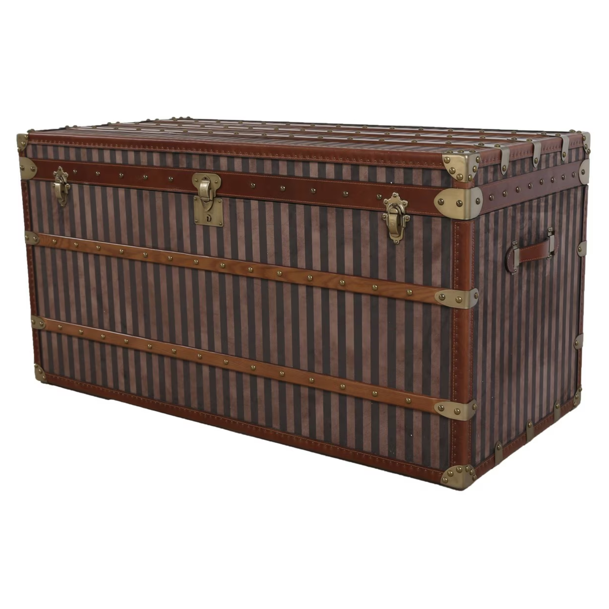 LARGE TRUNK | OAK, LEATHER & ANTIQUE BRASS