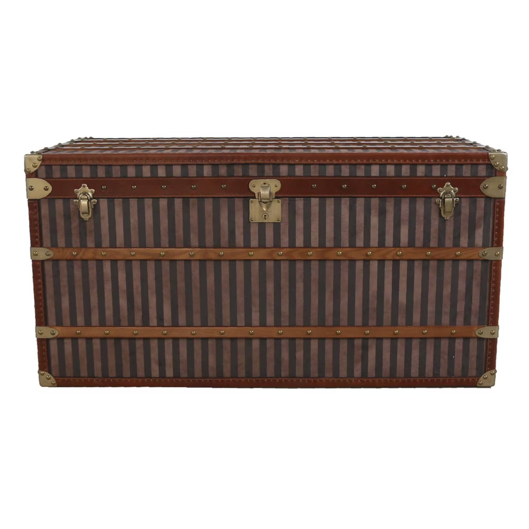 LARGE TRUNK | OAK, LEATHER & ANTIQUE BRASS