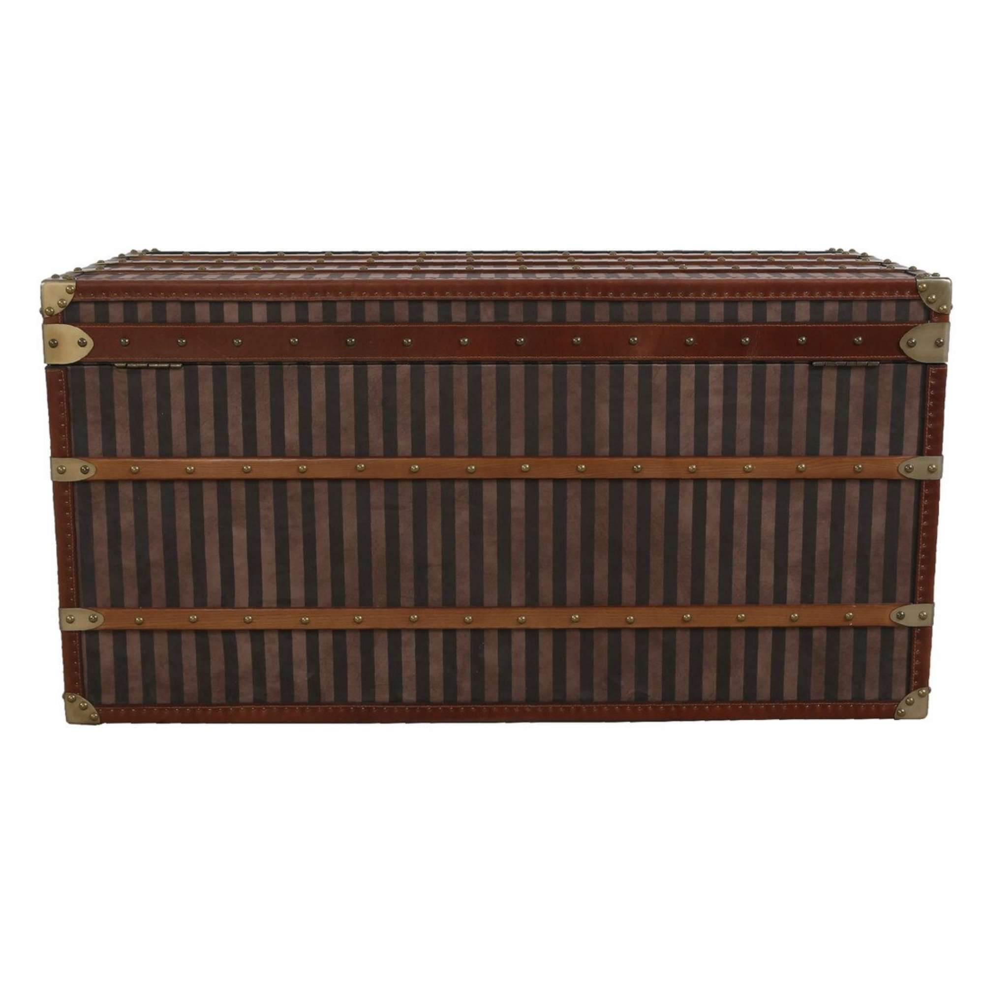 LARGE TRUNK | OAK, LEATHER & ANTIQUE BRASS