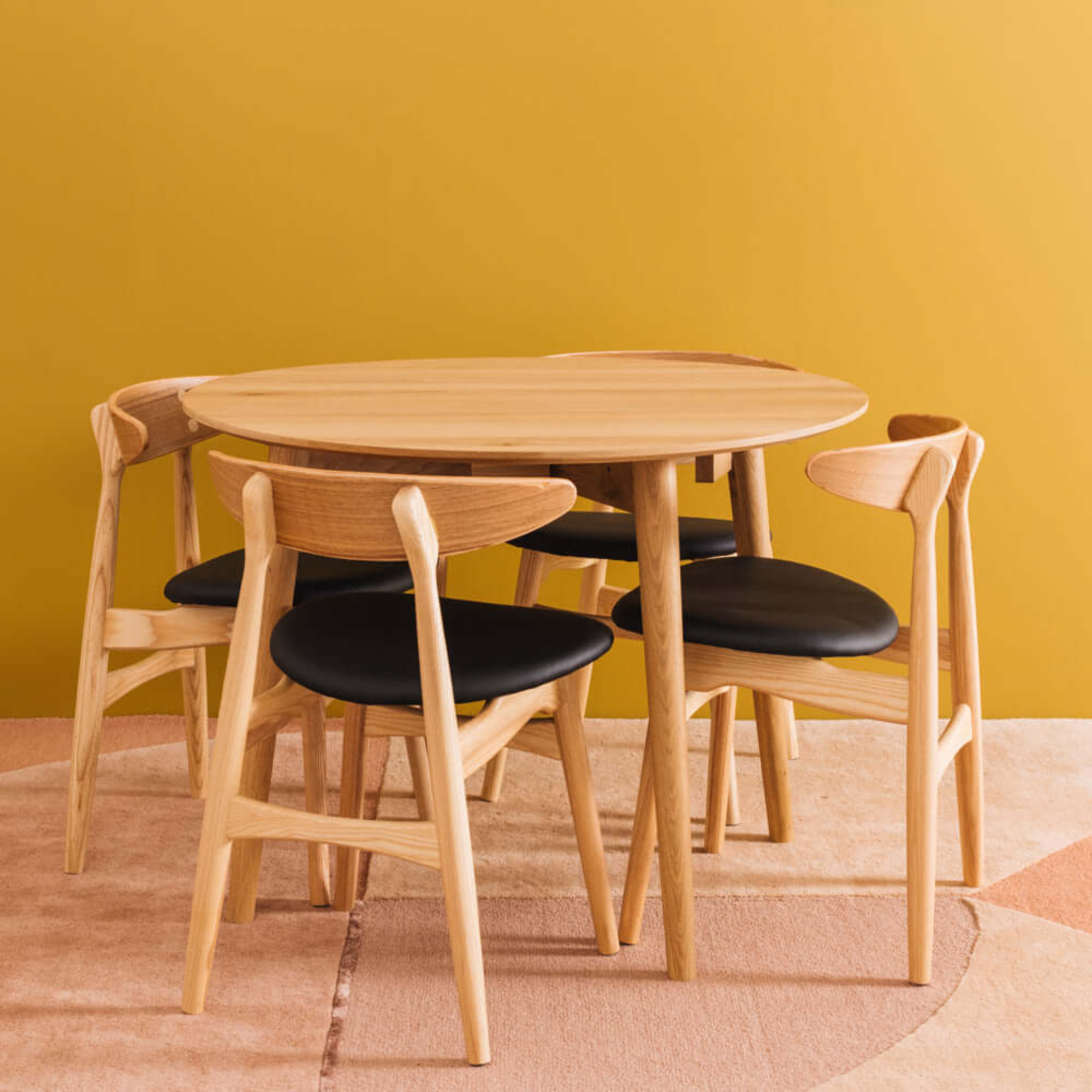 Nordik Round Drop-Leaf Dining Table | Natural