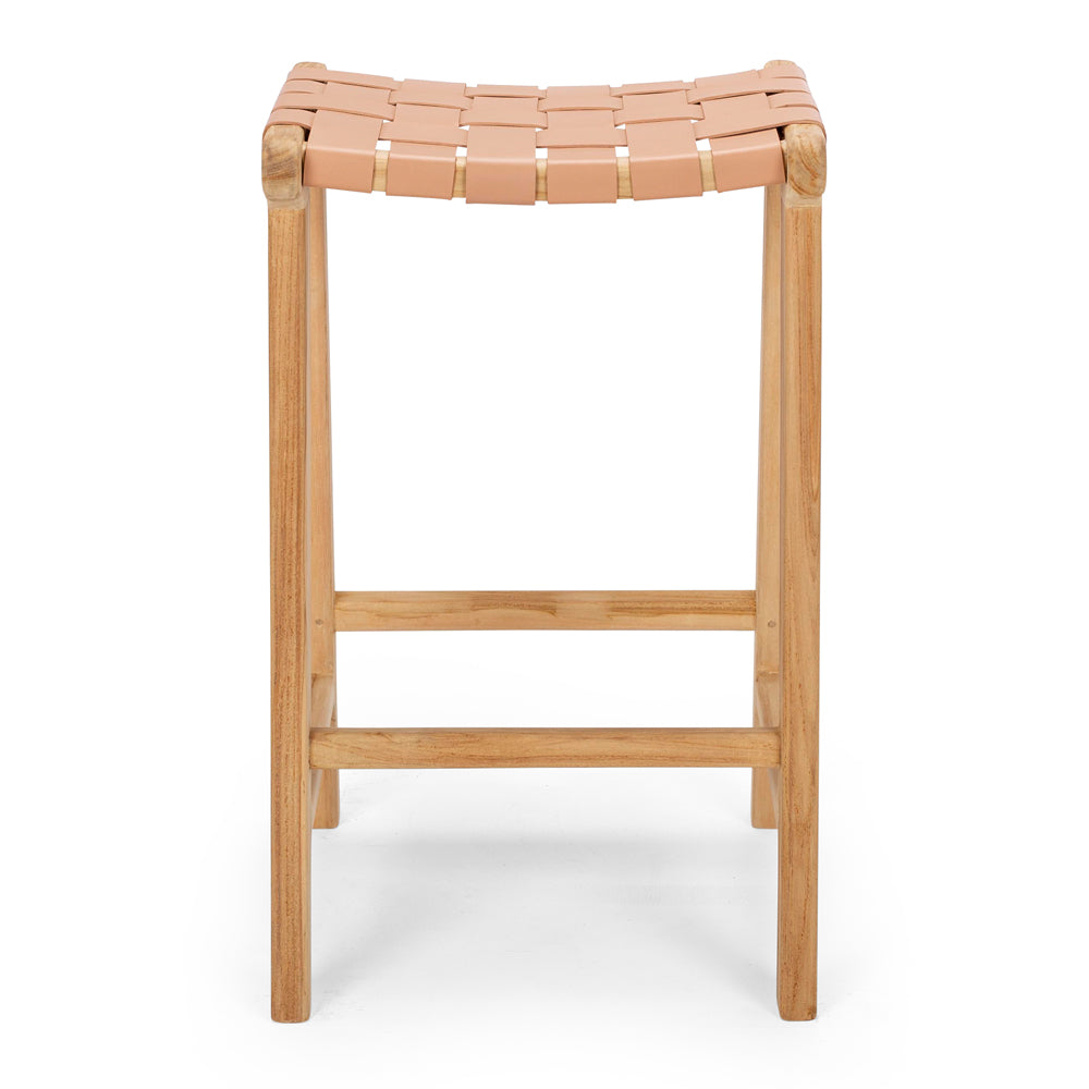 INDO PLUSH LEATHER WOVEN BARSTOOL