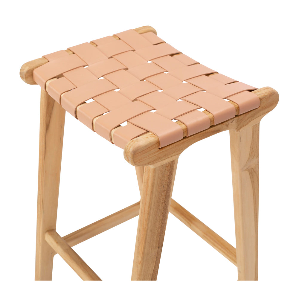 INDO PLUSH LEATHER WOVEN BARSTOOL
