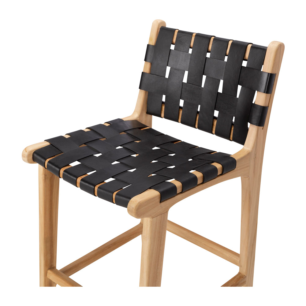 INDO WOVEN HIGH-BACK BARSTOOL | BLACK