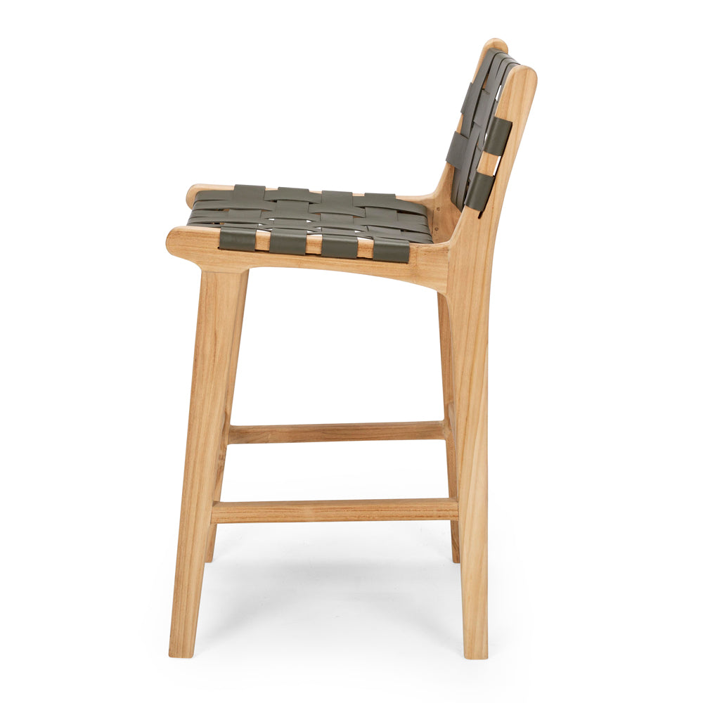 INDO WOVEN HIGH-BACK BARSTOOL | OLIVE