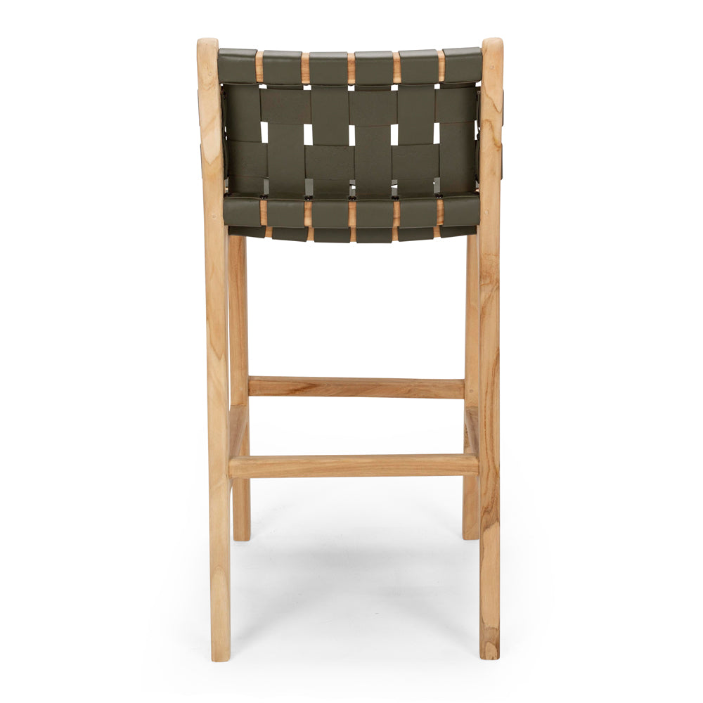 INDO WOVEN HIGH-BACK BARSTOOL | OLIVE