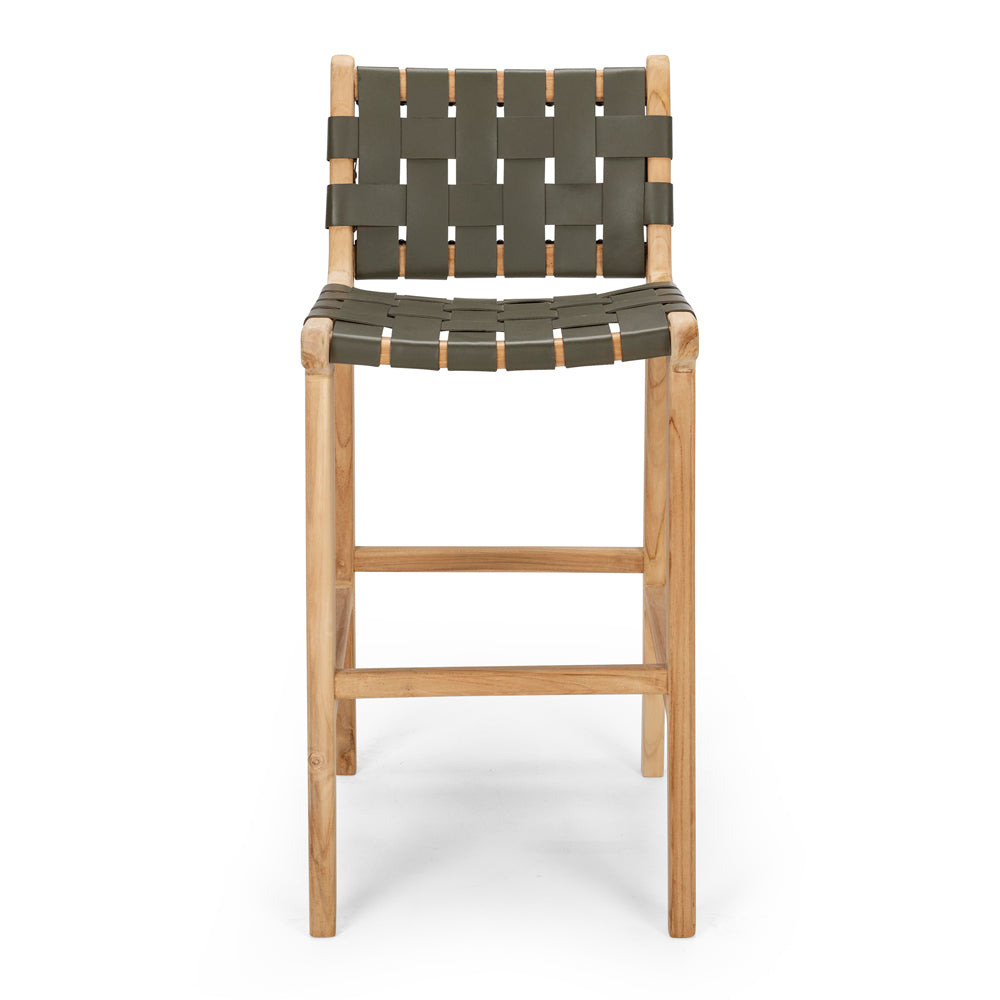 INDO WOVEN HIGH-BACK BARSTOOL | OLIVE
