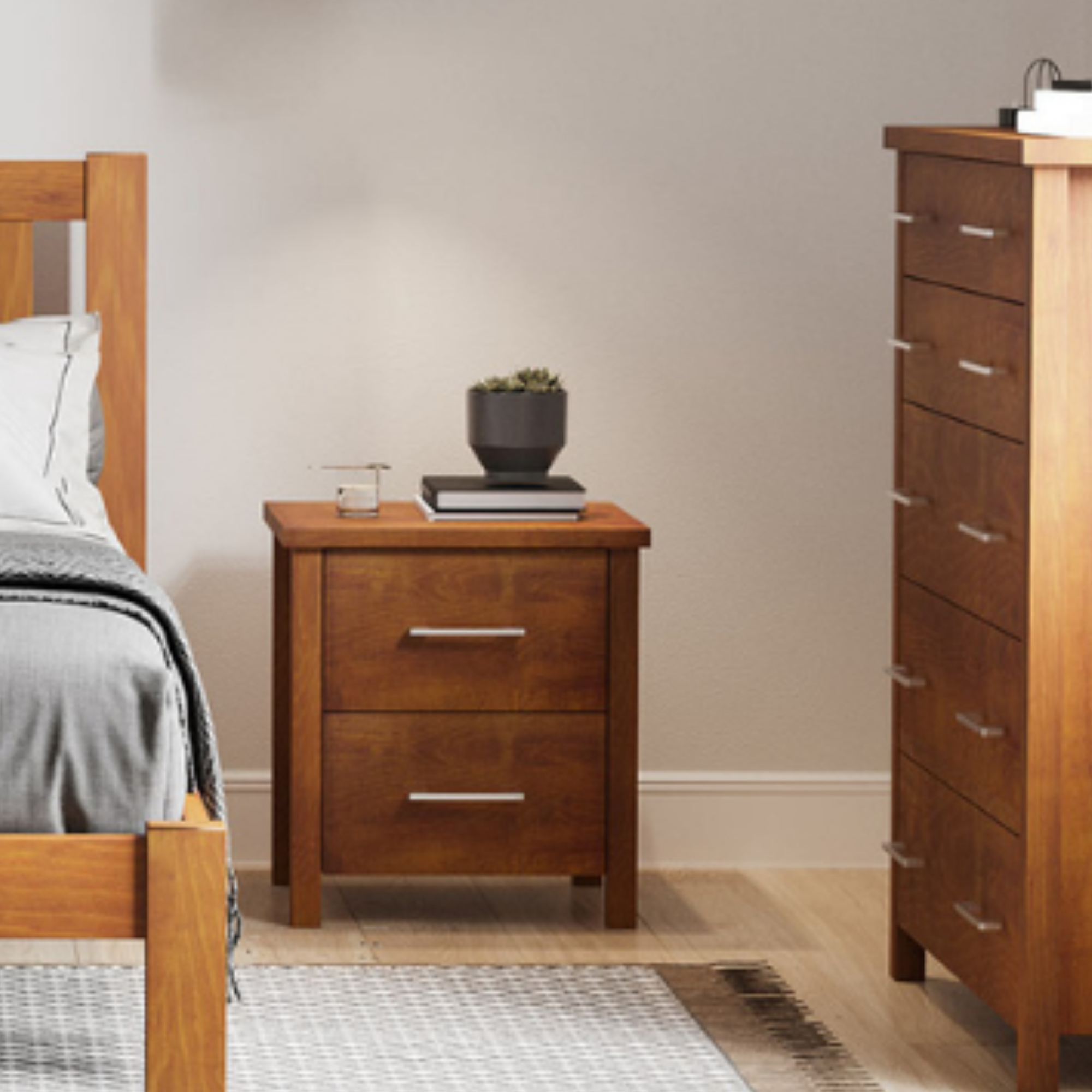 Portland 2 Drawer Bedside Cabinet | NZ Made