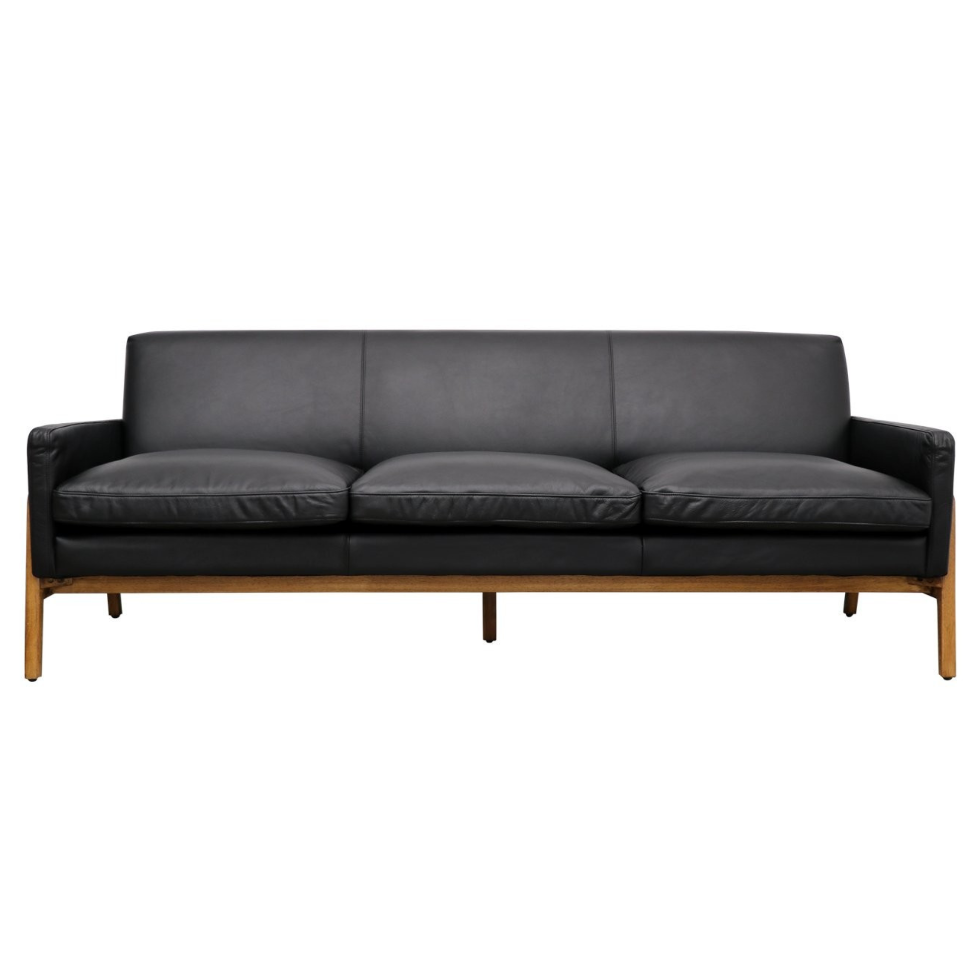 SAWYER BLACK LEATHER 3 SEATER SOFA