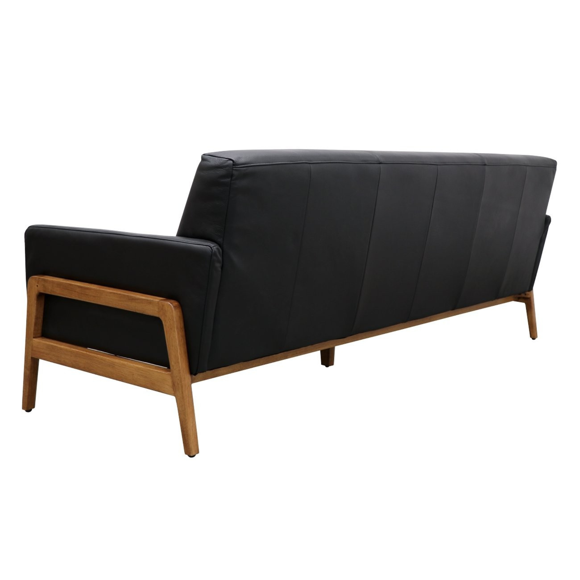 SAWYER BLACK LEATHER 3 SEATER SOFA